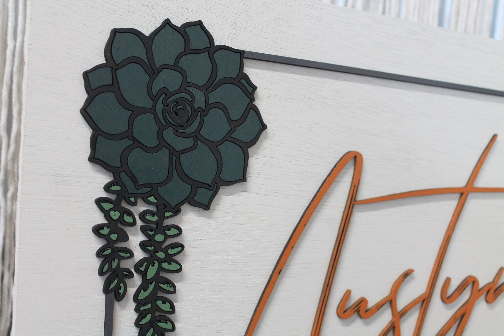 Custom Baby Name Wedding Last name Succulent Color Raised 3D Elevated Letters Sign Image Raised Letters 3D Handmade Wooden Signage Wood