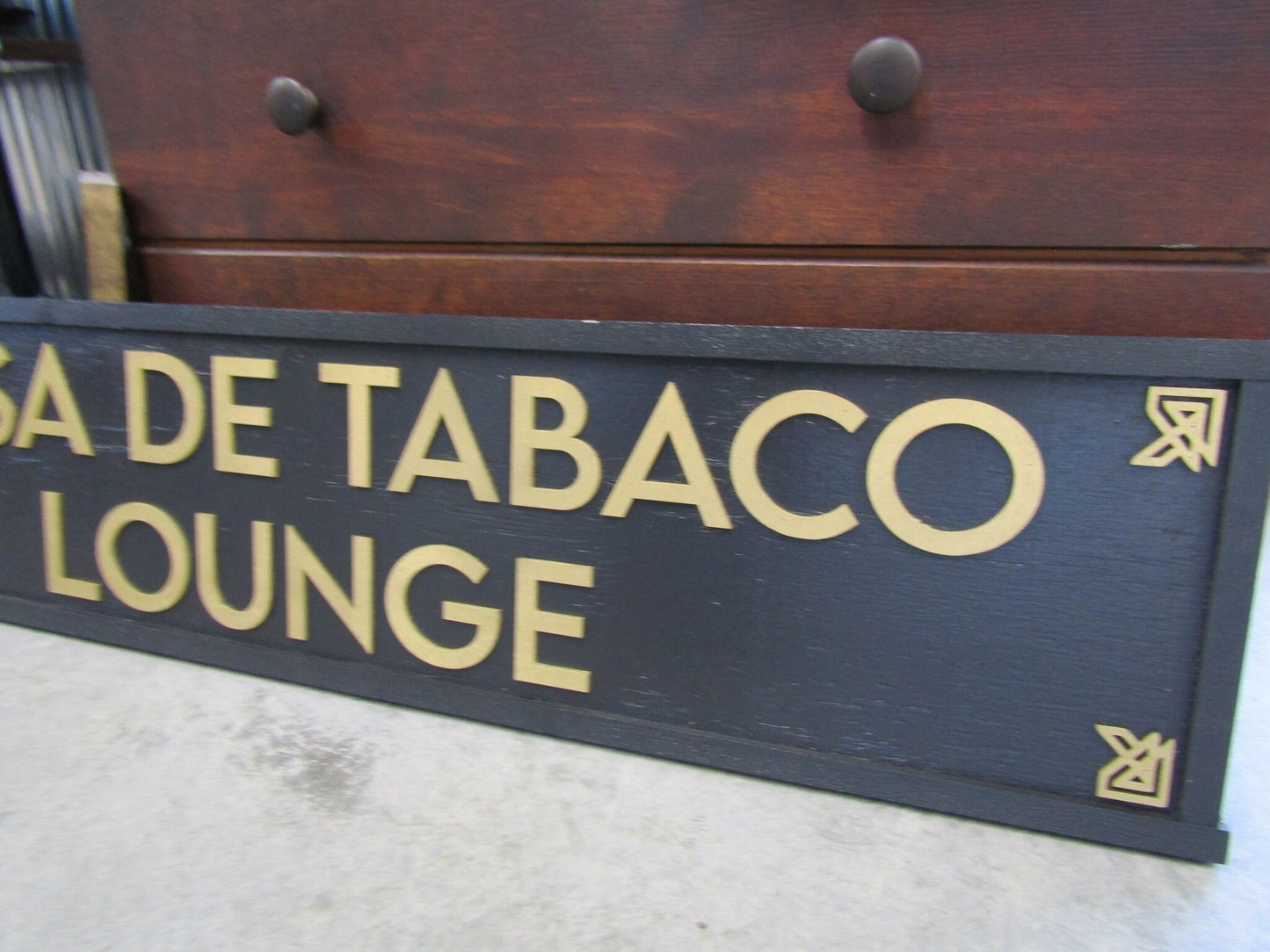 Custom Tobacco Lounge Embellishments Ranch Sign Over-sized Rustic Business Name Logo Wood Laser Cut Out 3D Extra Large Sign Black and Gold