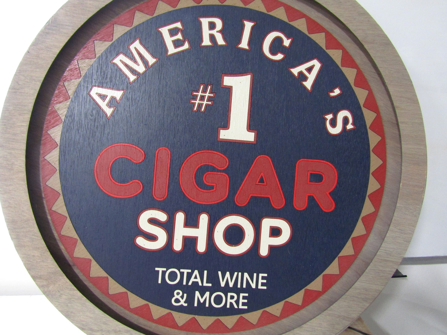 Custom Wood Cigar Shop #1 America Red White And Blue Wine LED Light Sign Commerical Signage Bar Store Convenient Shop Basement Handmade