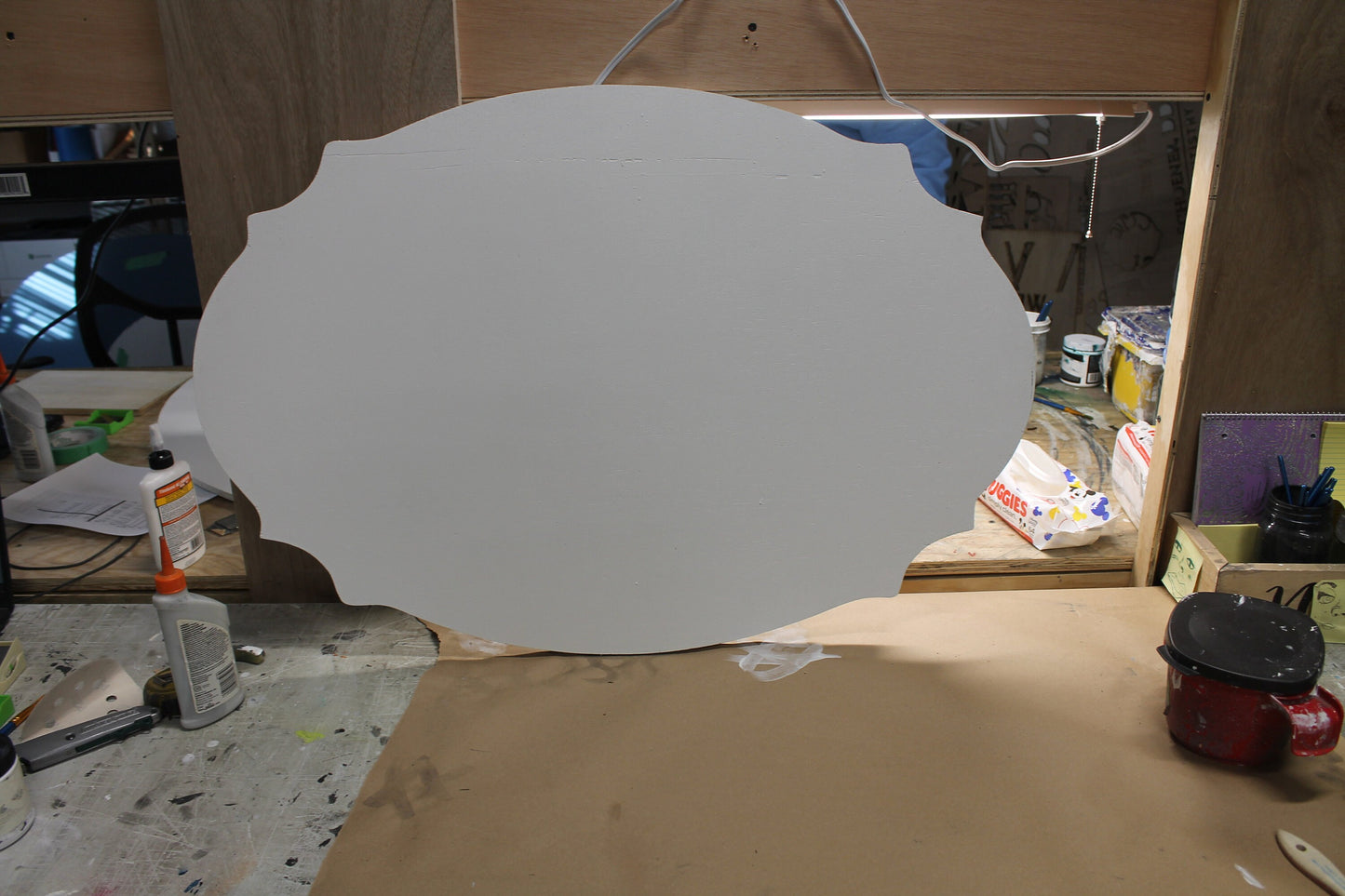 Business Paint Supply Sign Store Front Tailormade Oval 3D Logo Uv printed 3D Large Indoor Outdoor Laser Cut Wood Sign Farmhouse Handmade