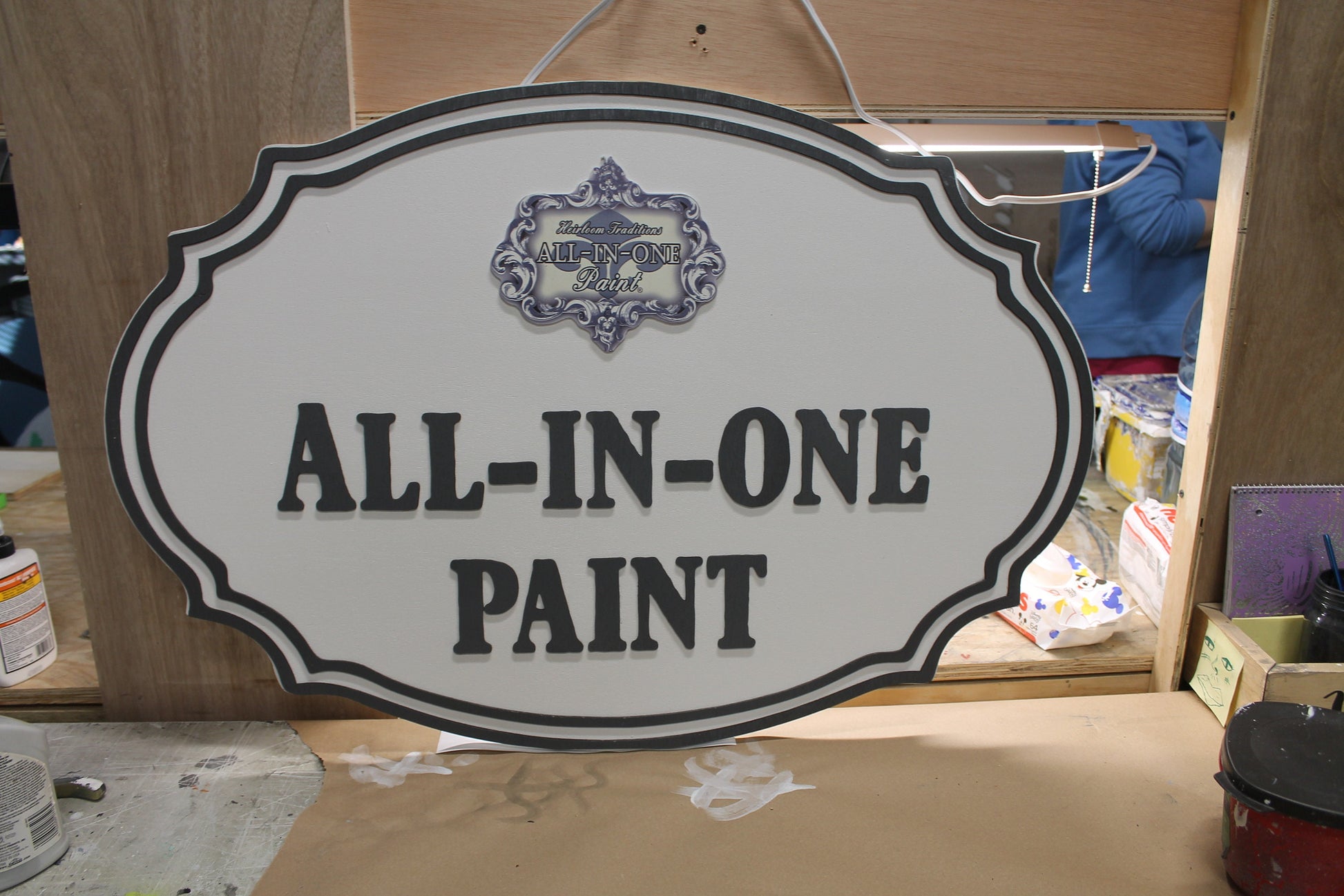 Business Paint Supply Sign Store Front Tailormade Oval 3D Logo Uv printed 3D Large Indoor Outdoor Laser Cut Wood Sign Farmhouse Handmade