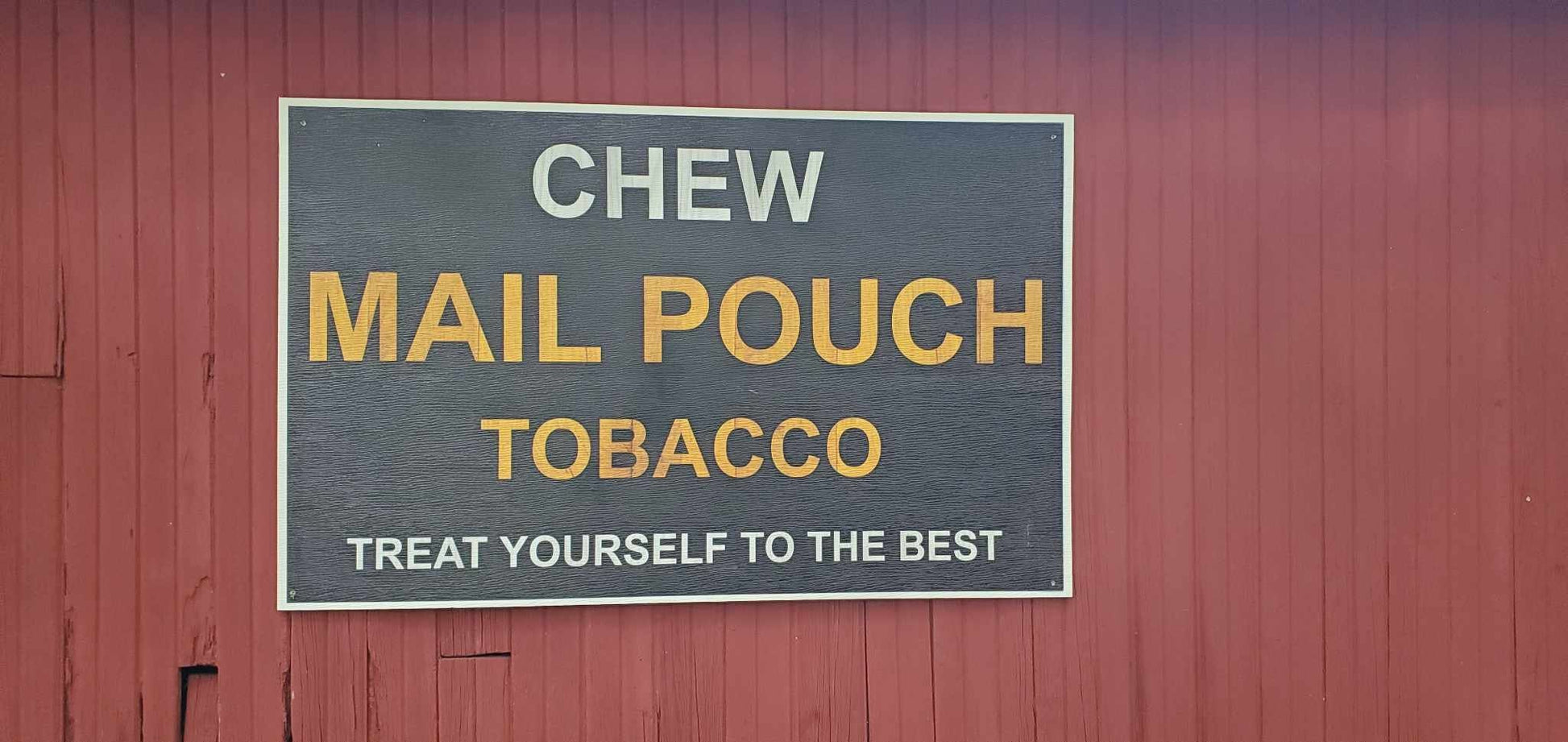 Vintage Barn Sign PVC Textured Finish Weatherproof Fade Resistant Mail Pouch Treat Yourself Rustic Waterproof Decor Chew Printed Outdoor