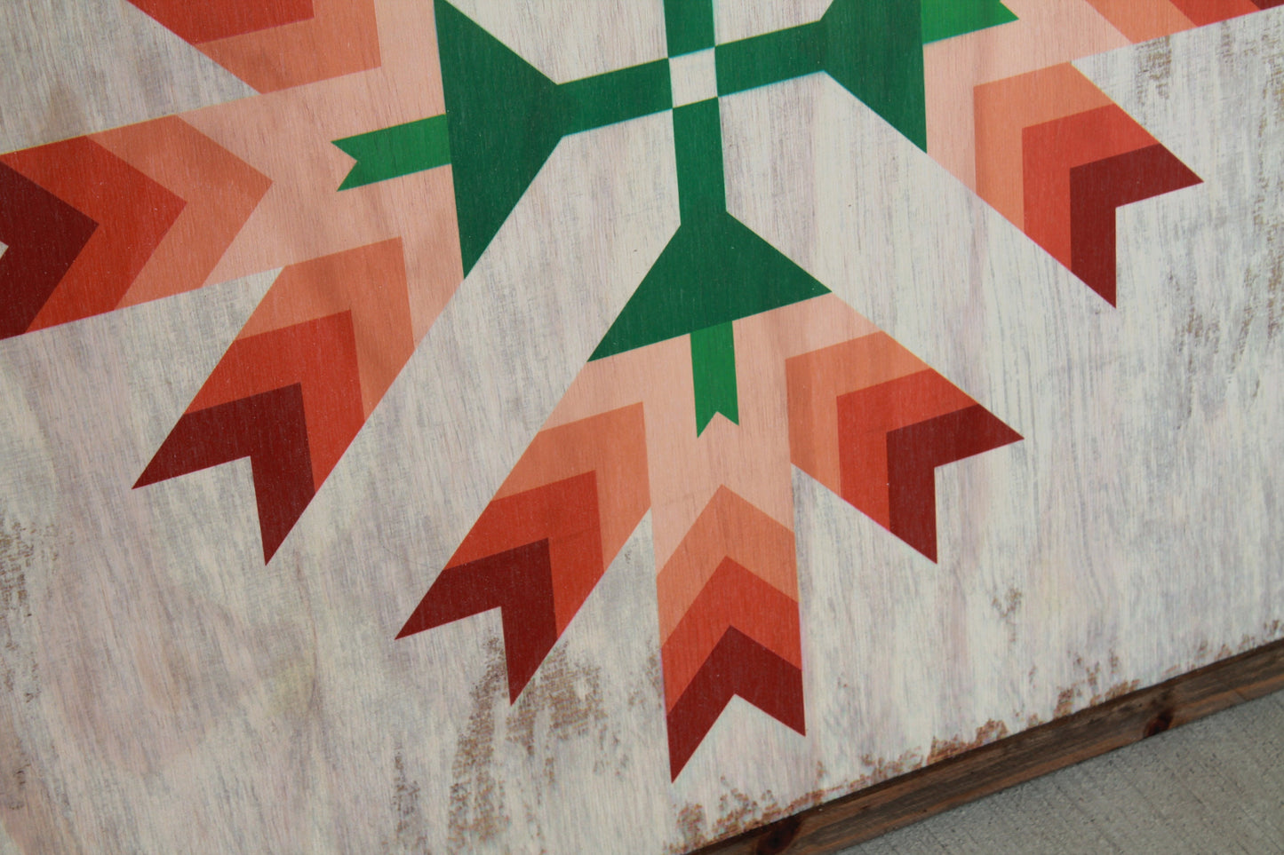Tulip barn quilt primitive farm decor orange red and green white wash made from wood outdoor hang in garden star flower