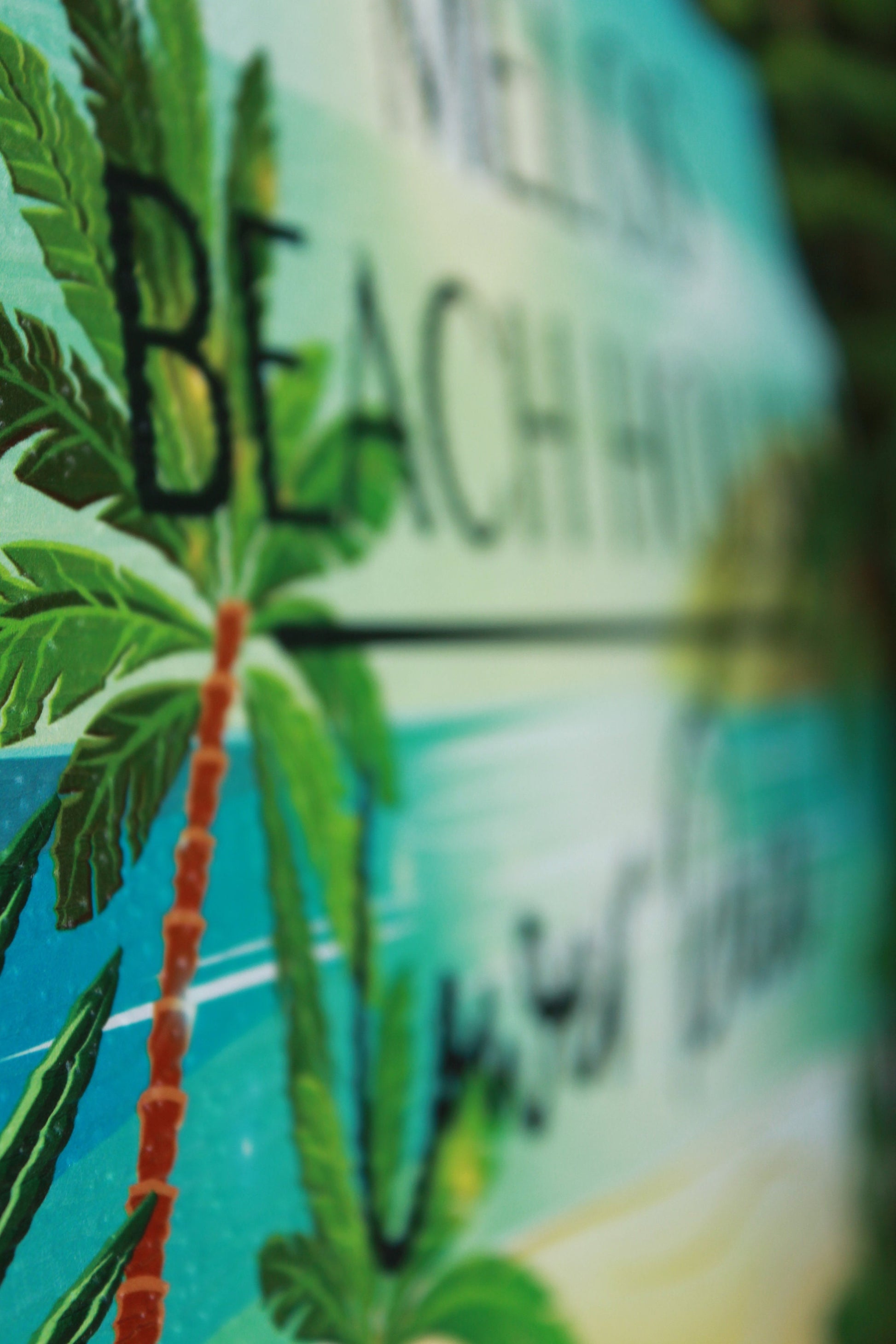 Island Beach Lower Deck BNB Palm Trees Summer Nautical Textured Contour PVC Weather Waterproof Fade Resistant Uv Ink Outdoor Vacation Home