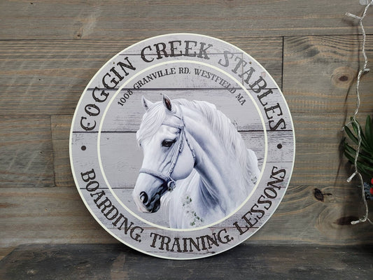 Horse Stable Riding Lessons Boarding Address Sign Commerical Business Custom Sign Smooth Printed Weather Resistant Fade Proof