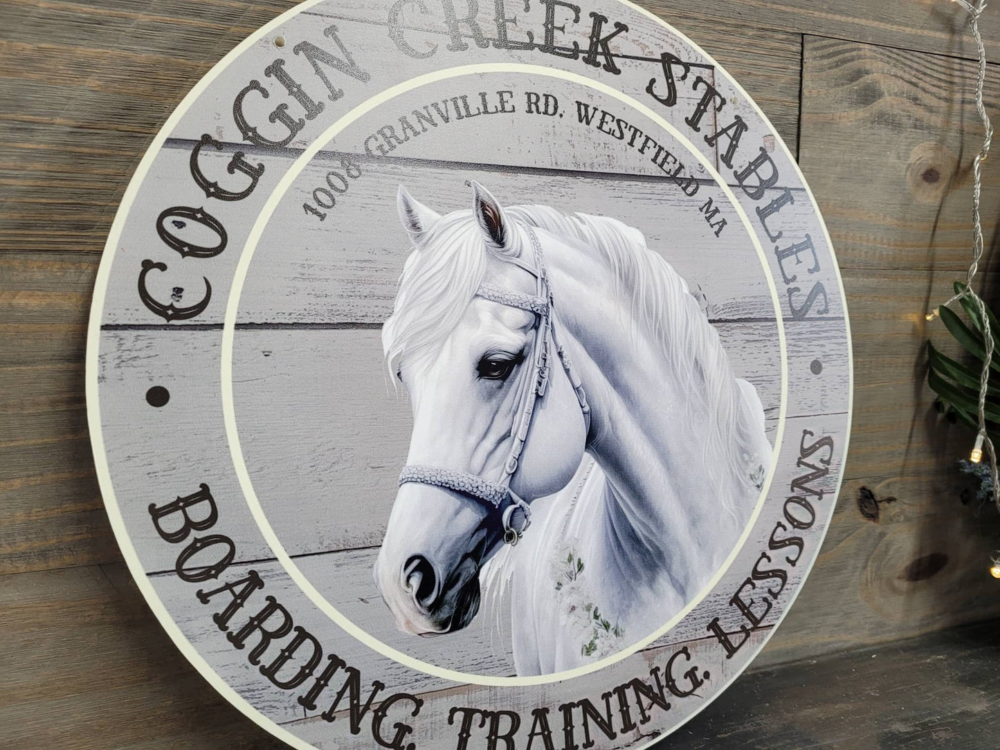 Horse Stable Riding Lessons Boarding Address Sign Commerical Business Custom Sign Smooth Printed Weather Resistant Fade Proof