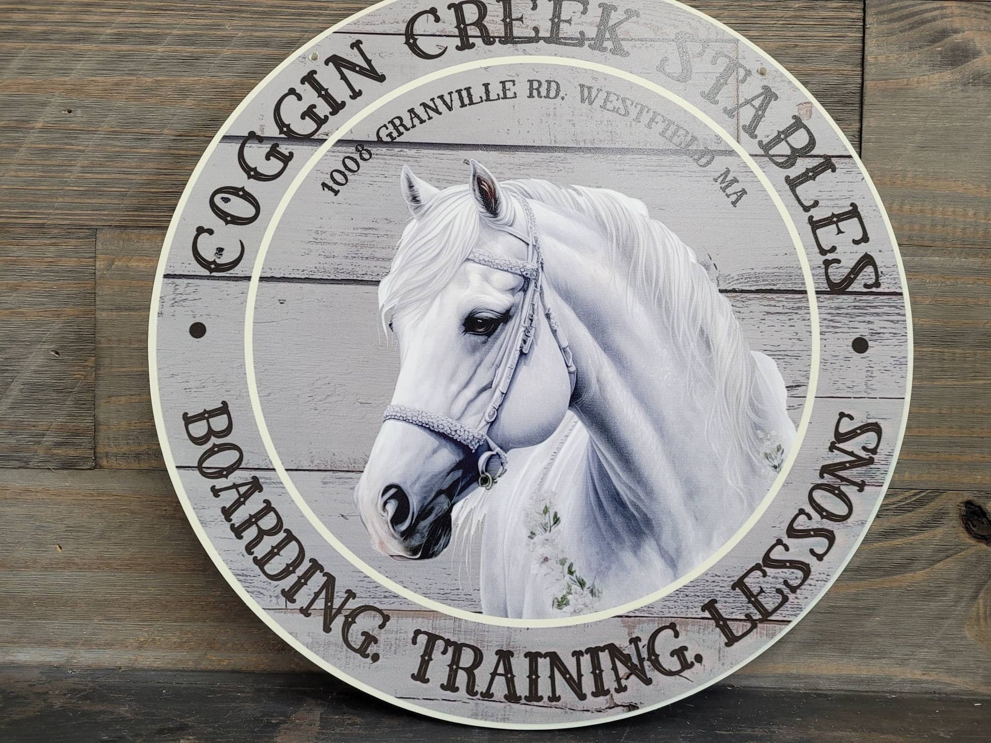 Horse Stable Riding Lessons Boarding Address Sign Commerical Business Custom Sign Smooth Printed Weather Resistant Fade Proof