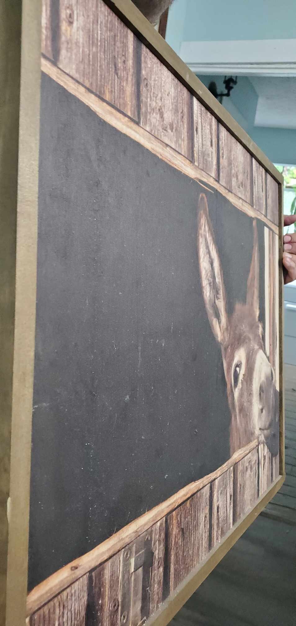 Donkey Mule Peek a boo Jack Barn Farm Hobby Animal Lover Cute Rustic Printed Living Room Home Decor Handmade Printed Livestock Framed