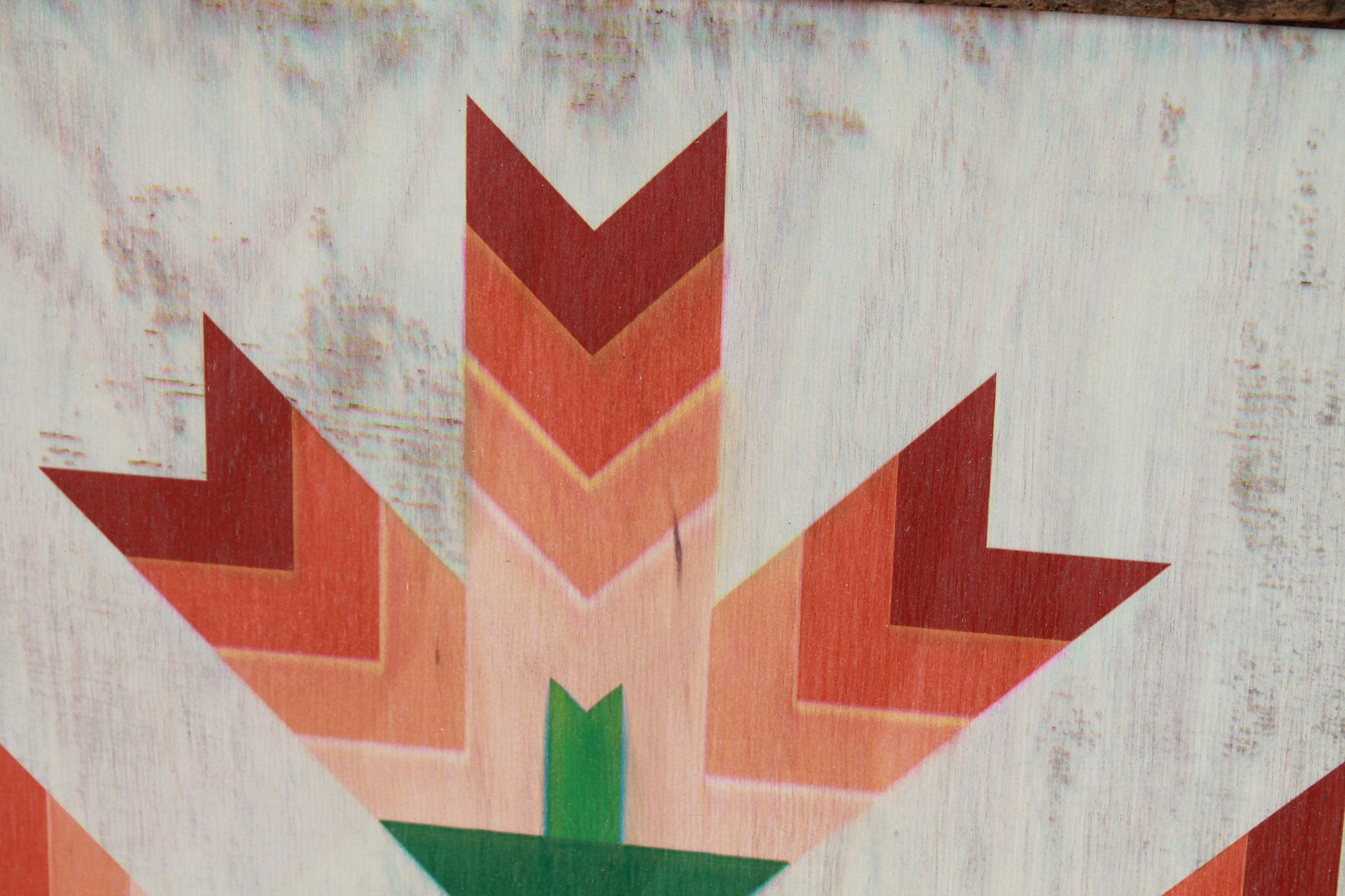 Tulip barn quilt primitive farm decor orange red and green white wash made from wood outdoor hang in garden star flower