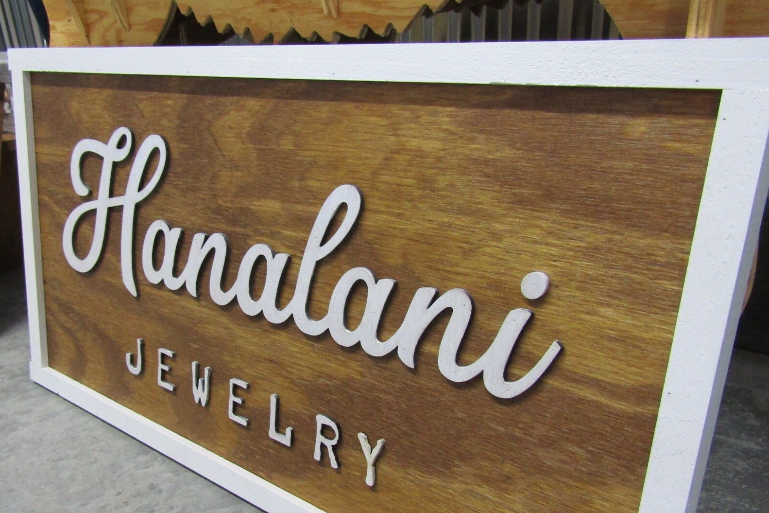 Permanent Jewelry Custom Business Signage Rectangle 3D Vendor Booth Fair Display Indoor Outdoor Small Business Logo Laser Cut Wood