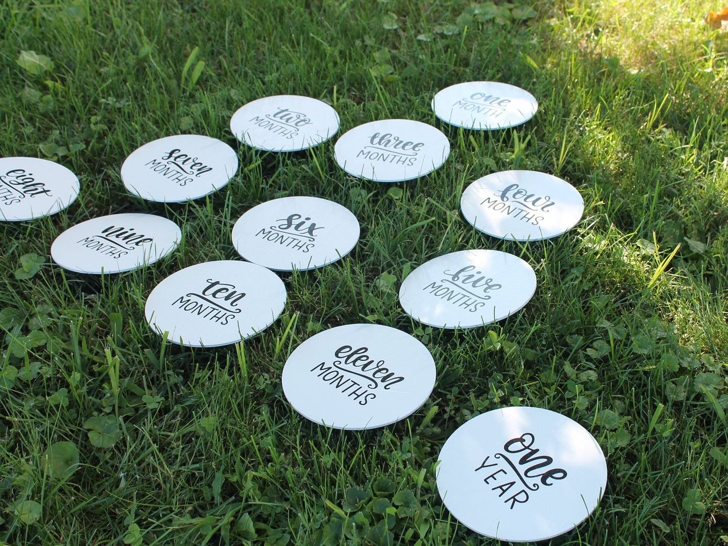 Monthly Milestones Baby Growth Grow with Me Watch me Grow 12 months Countdown Birthday Uv Print Light Weight Growth Chart Wooden Slice