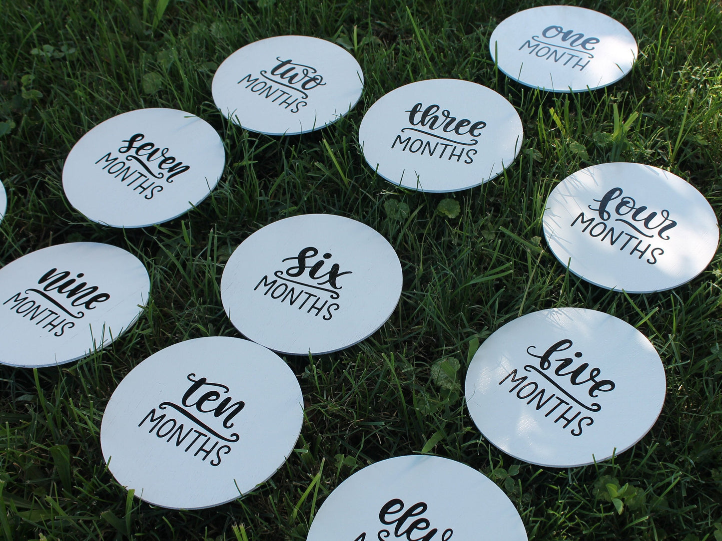 Monthly Milestones Baby Growth Grow with Me Watch me Grow 12 months Countdown Birthday Uv Print Light Weight Growth Chart Wooden Slice