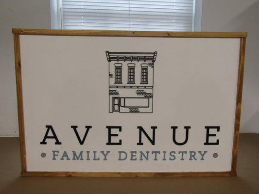 Family Dentist Custom Business Sign Dentistry Historical Rectangle 3D Large Custom Company Indoor Outdoor Small Business Logo Laser Cut Wood