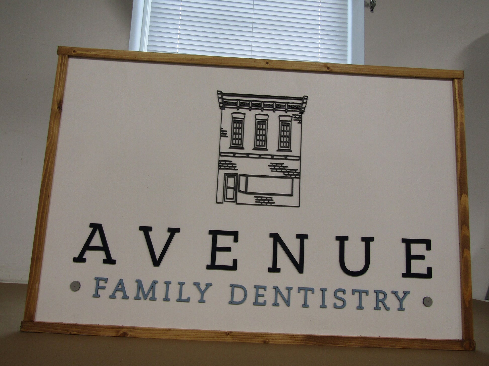 Family Dentist Custom Business Sign Dentistry Historical Rectangle 3D Large Custom Company Indoor Outdoor Small Business Logo Laser Cut Wood