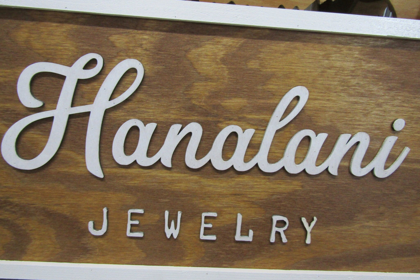 Permanent Jewelry Custom Business Signage Rectangle 3D Vendor Booth Fair Display Indoor Outdoor Small Business Logo Laser Cut Wood