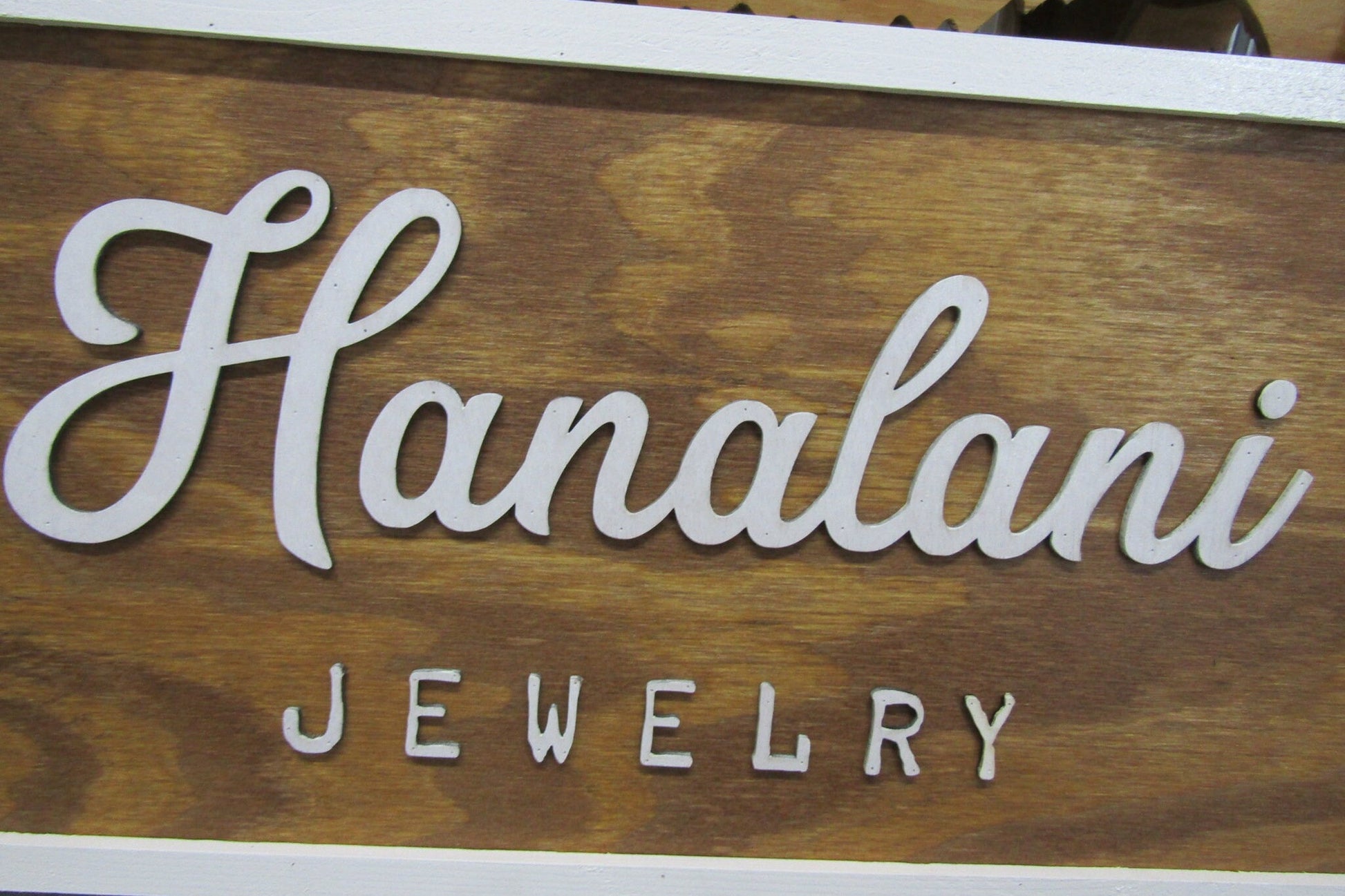 Permanent Jewelry Custom Business Signage Rectangle 3D Vendor Booth Fair Display Indoor Outdoor Small Business Logo Laser Cut Wood