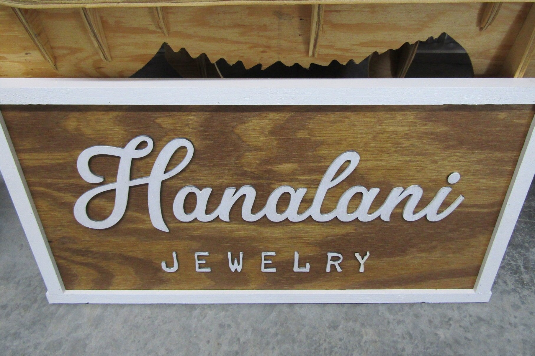 Permanent Jewelry Custom Business Signage Rectangle 3D Vendor Booth Fair Display Indoor Outdoor Small Business Logo Laser Cut Wood
