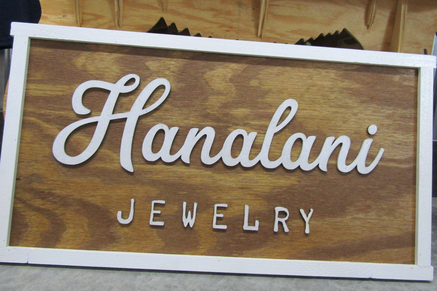 Permanent Jewelry Custom Business Signage Rectangle 3D Vendor Booth Fair Display Indoor Outdoor Small Business Logo Laser Cut Wood