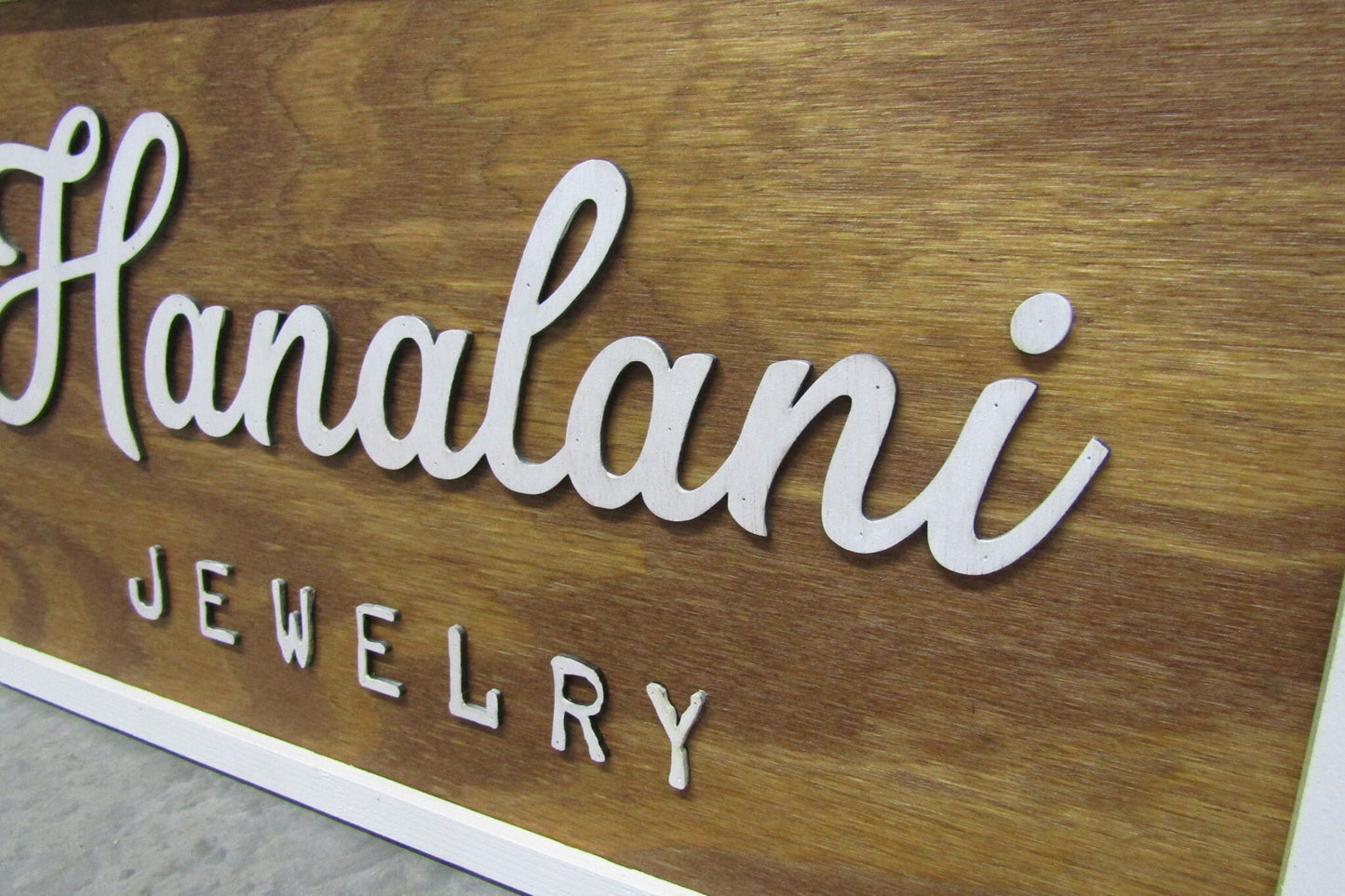 Permanent Jewelry Custom Business Signage Rectangle 3D Vendor Booth Fair Display Indoor Outdoor Small Business Logo Laser Cut Wood