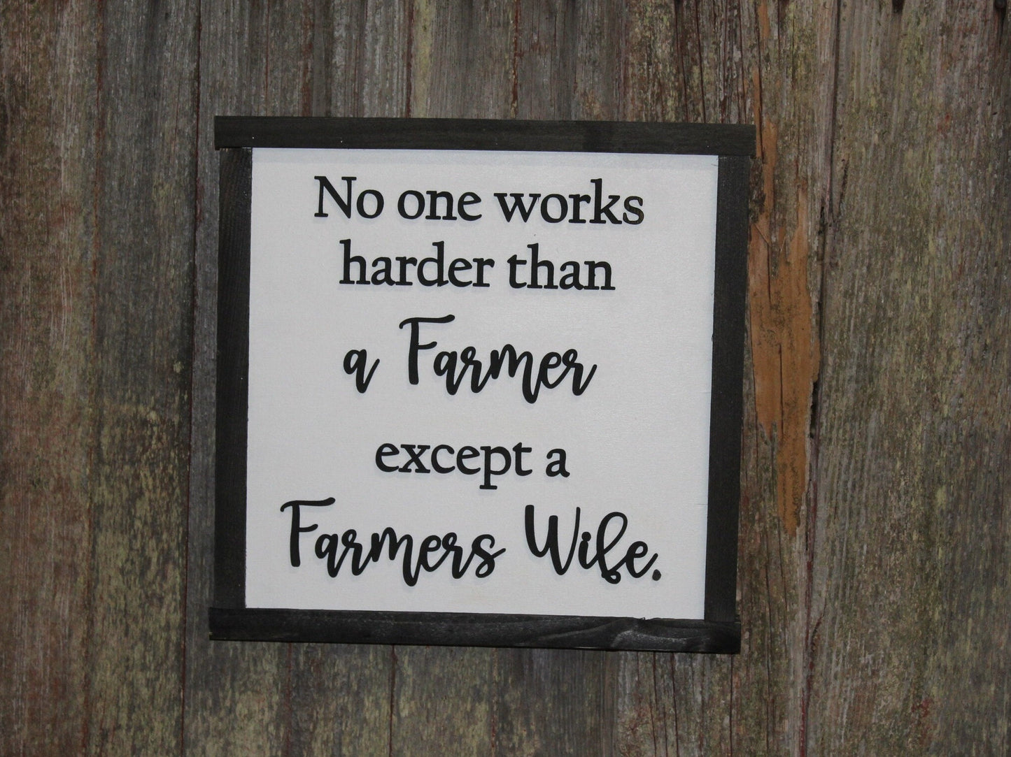 No One Works Harder Than A Farmers Wife Decor Sign Appreciation Gift Farming Wife 3D Handmade Wood Sign Raised Text Farmers Kitchen Living