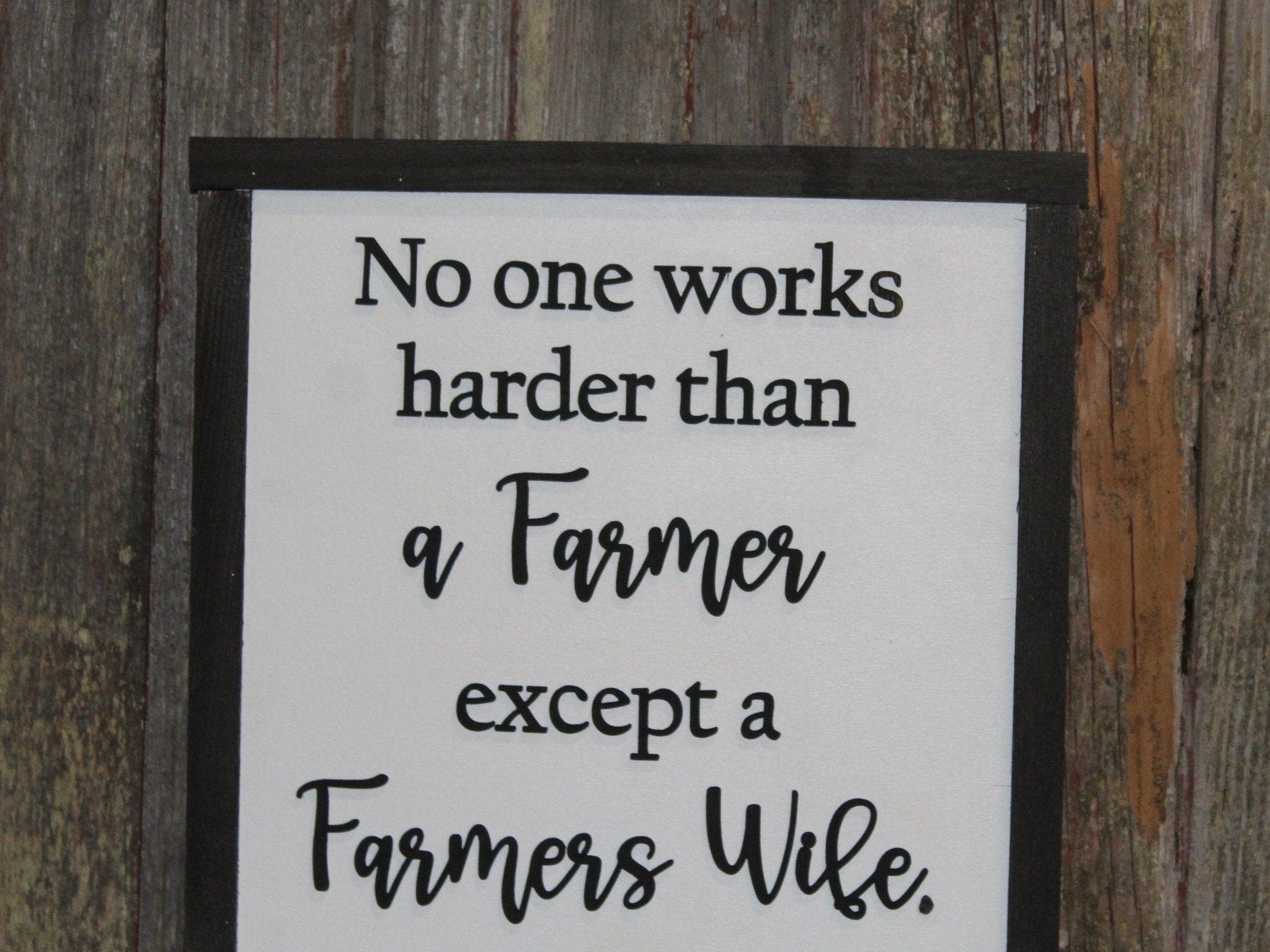 No One Works Harder Than A Farmers Wife Decor Sign Appreciation Gift Farming Wife 3D Handmade Wood Sign Raised Text Farmers Kitchen Living