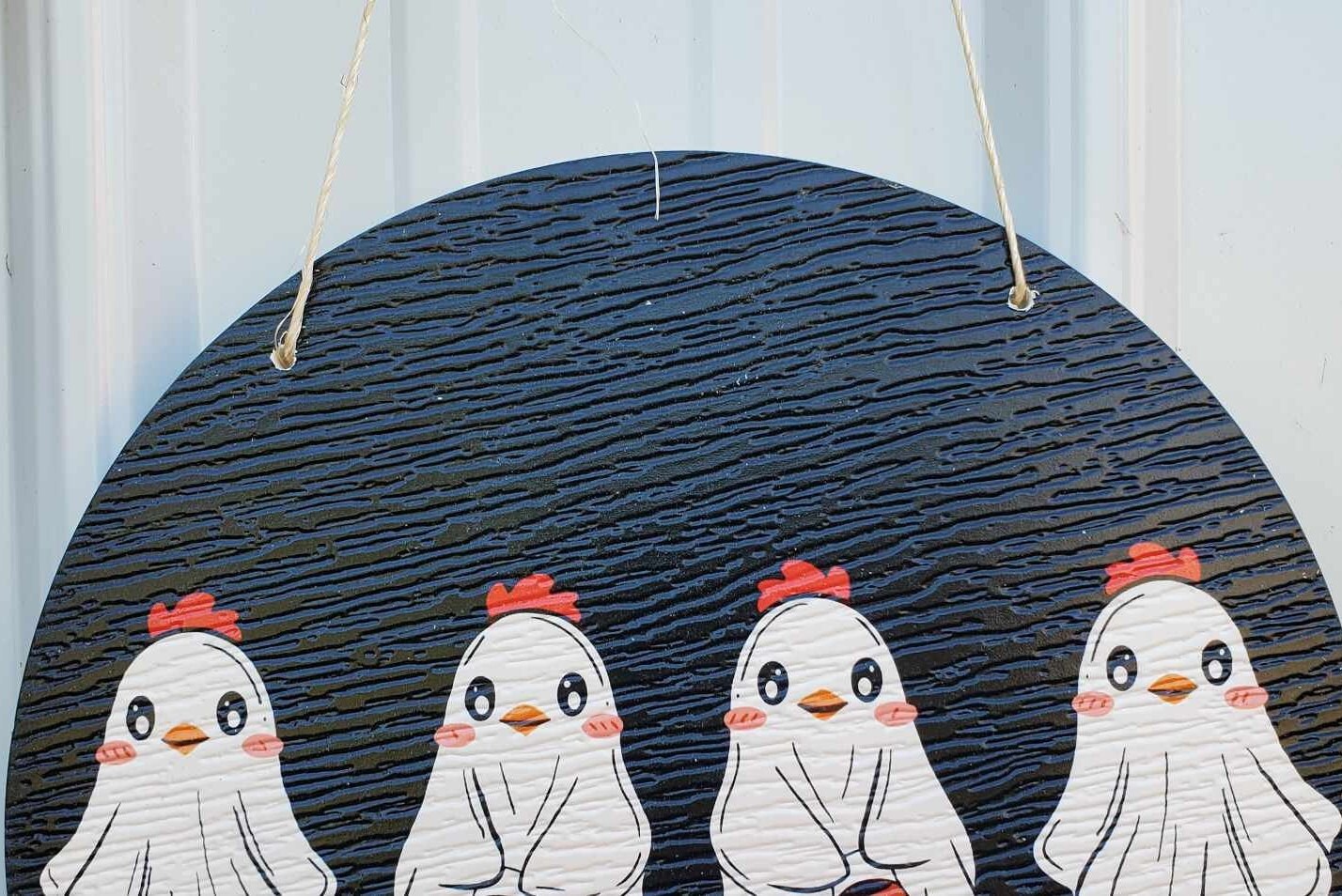 Chicks Hen Bucket Cute Halloween Ghosts Chicken Dress Up Trick or Treat PVC Weather Proof Printed Doorhanger Outdoor