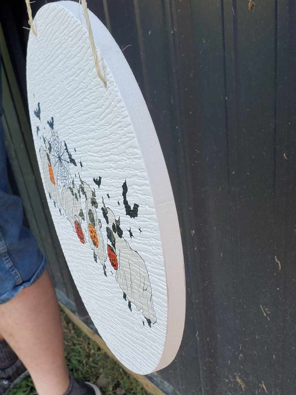 Cows Dress up Costume Ghost Bats Cow Lovers Porch Pumpkin Halloween Trick or Treat PVC Weatherproof Ultraviolet Ink Doorhanger Outdoor Use