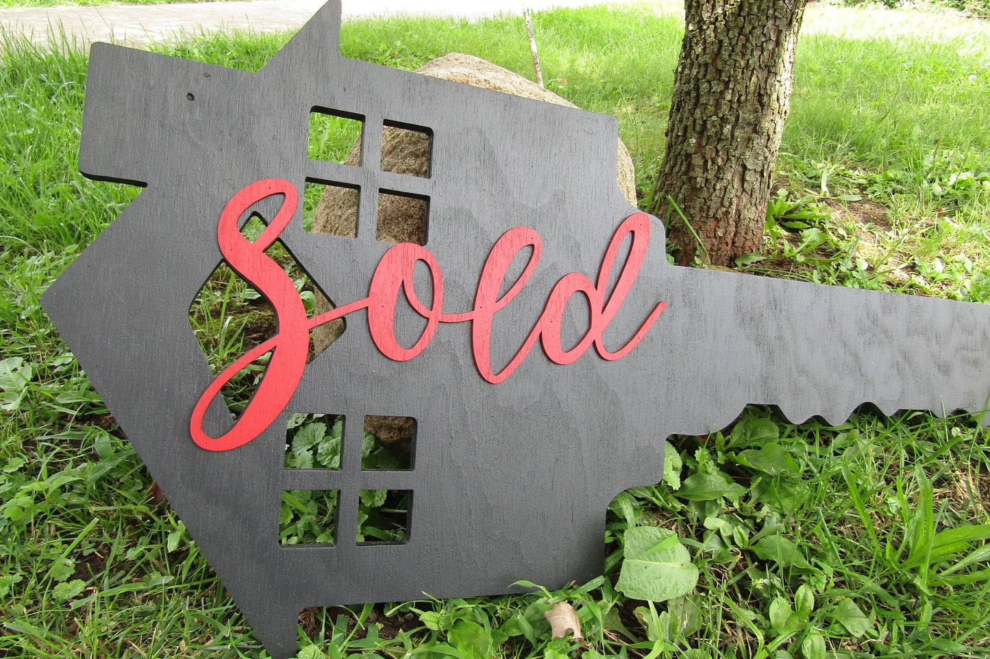 Custom Realtor Reality Sold Sign Contoured Business Commerical Signage Key New Home Made to Order Store Front Logo Wooden Handmade