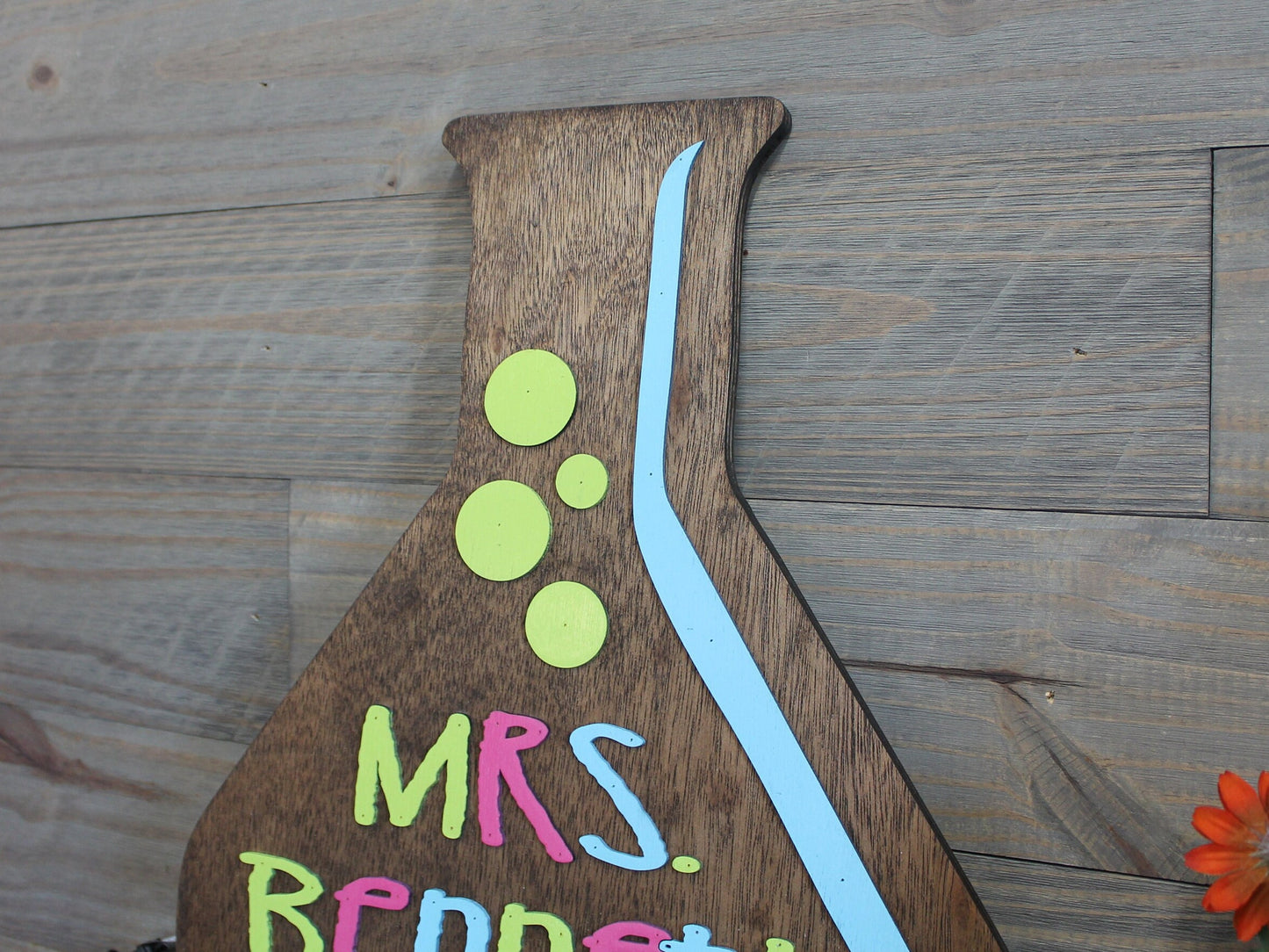 Custom Beaker Science Teacher Chemistry Experiment Personalize Sign Contoured Door Hanger Classroom 3D Made to Order Wooden Handmade