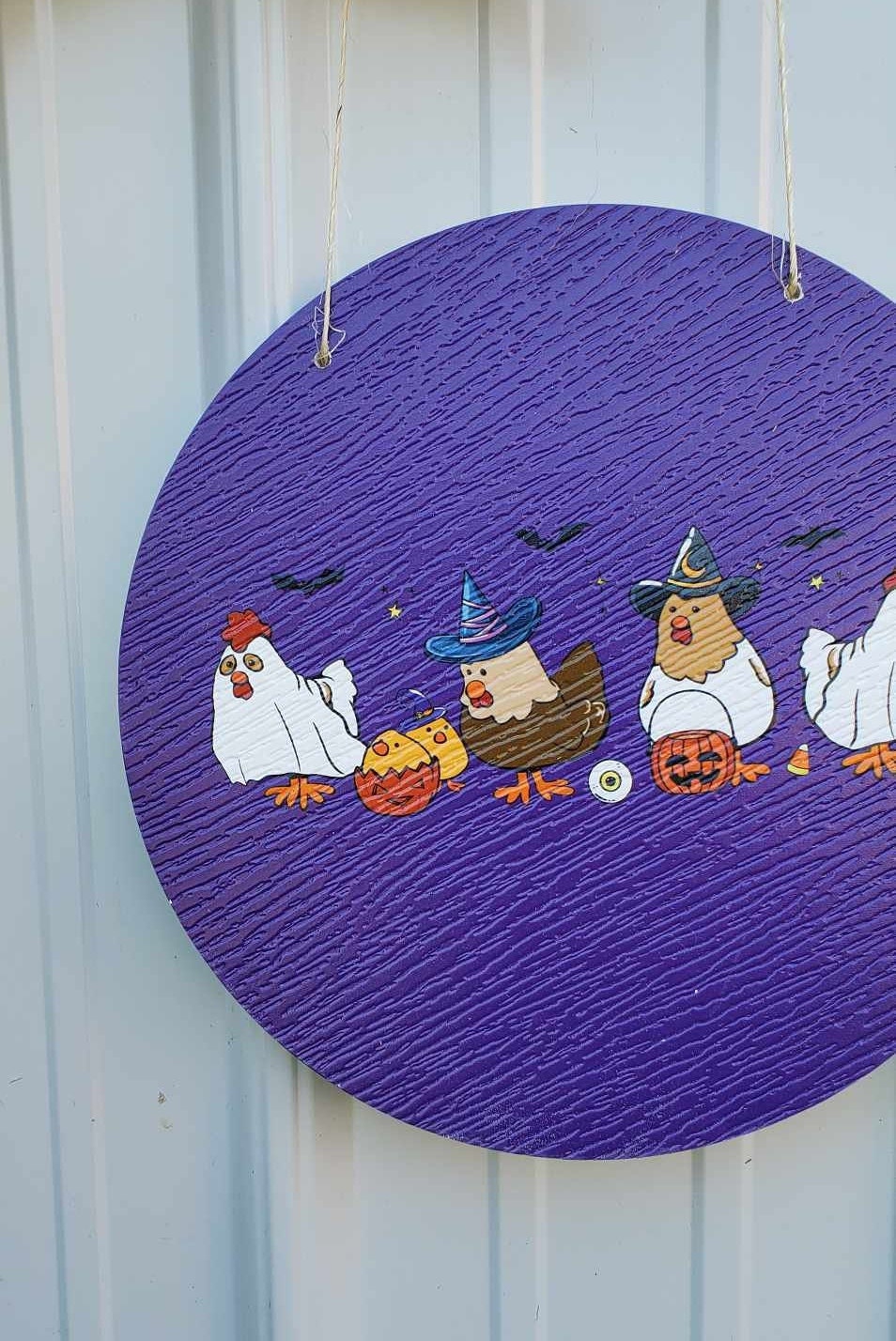 Chicken Hen Dress up Costume Witch Ghost Pumpkin Halloween Trick or Treat PVC Weatherproof Ultraviolet Ink Doorhanger Outdoor Use