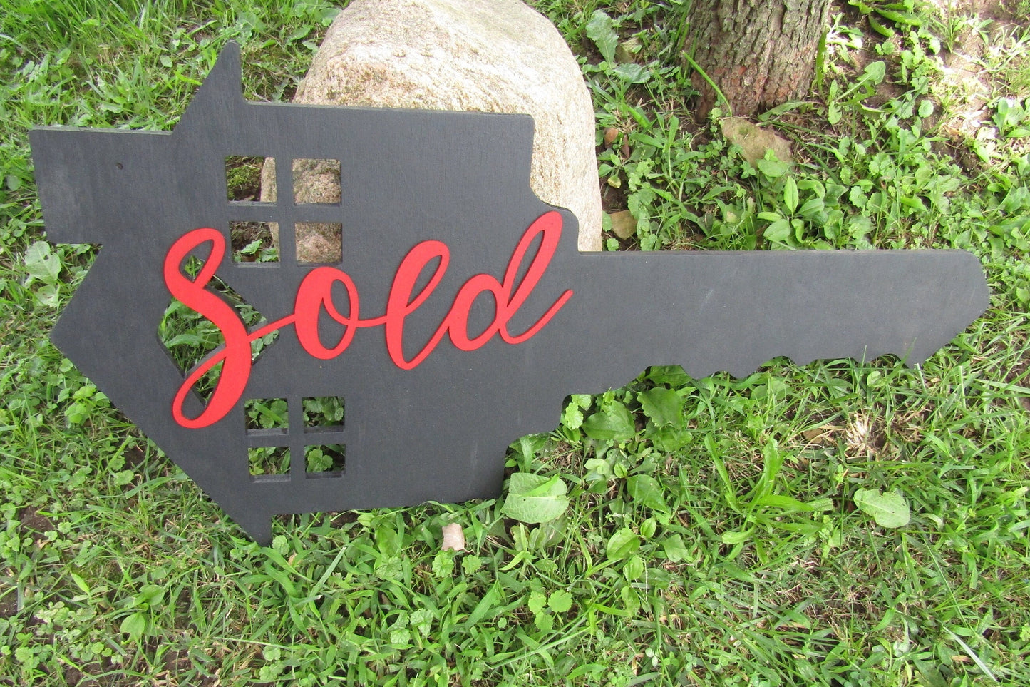 Custom Realtor Reality Sold Sign Contoured Business Commerical Signage Key New Home Made to Order Store Front Logo Wooden Handmade