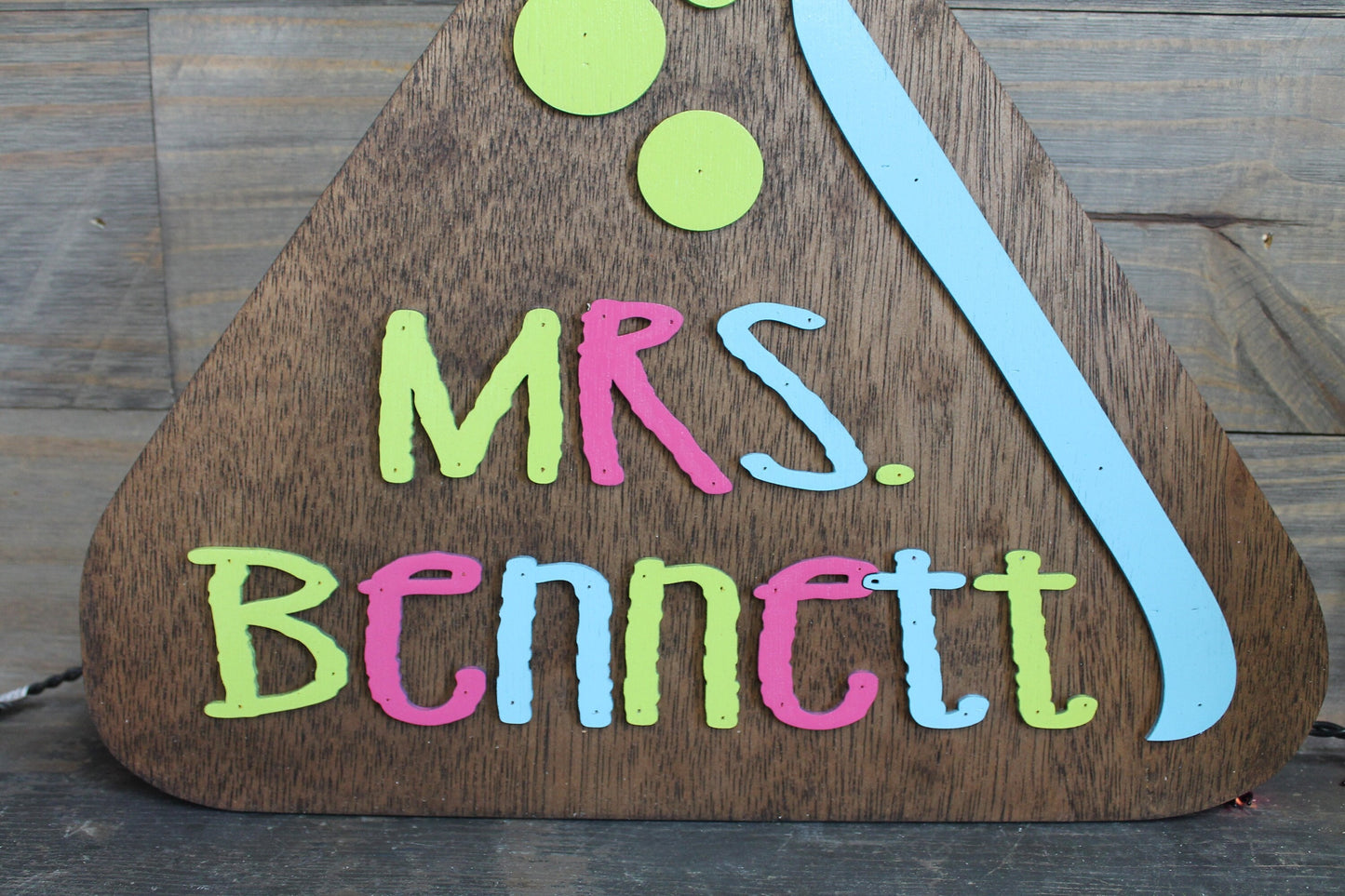 Custom Beaker Science Teacher Chemistry Experiment Personalize Sign Contoured Door Hanger Classroom 3D Made to Order Wooden Handmade