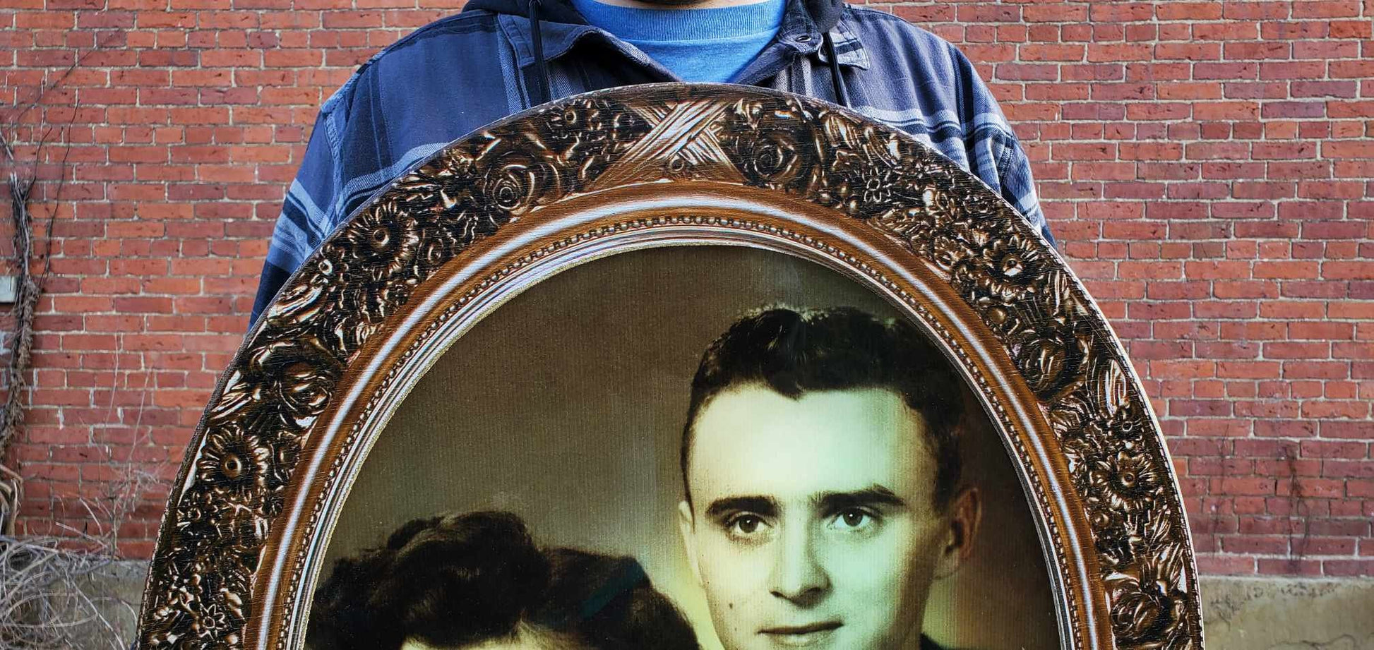 Vintage photograph on Acrylic with gold wood frame customized with your actual photograph can us retro or modern photo or picture