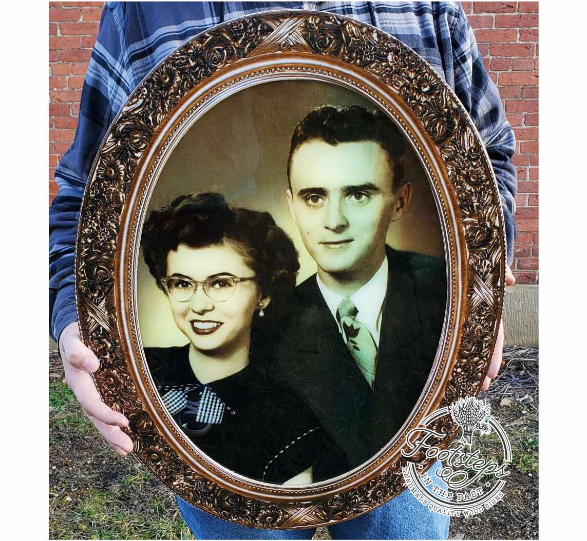 Vintage photograph on Acrylic with gold wood frame customized with your actual photograph can us retro or modern photo or picture