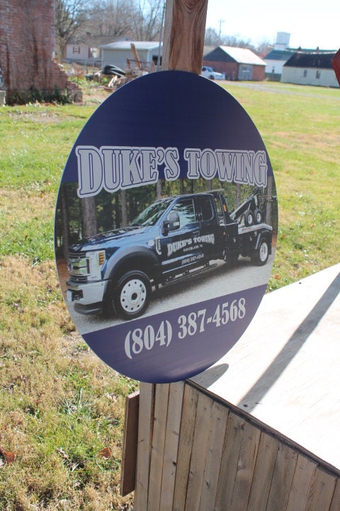 Tow Truck Commerical Photo Custom Metal Sign with your Personalized business Logo on Aluminum Great for outdoors not steel will not rust