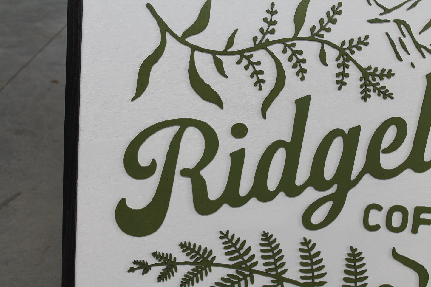 Coffee House Shop Green Leaf Mountain Custom Business Sign Rectangle 3D Large Custom Indoor Outdoor Small Business Logo Laser Cut Wood Sign