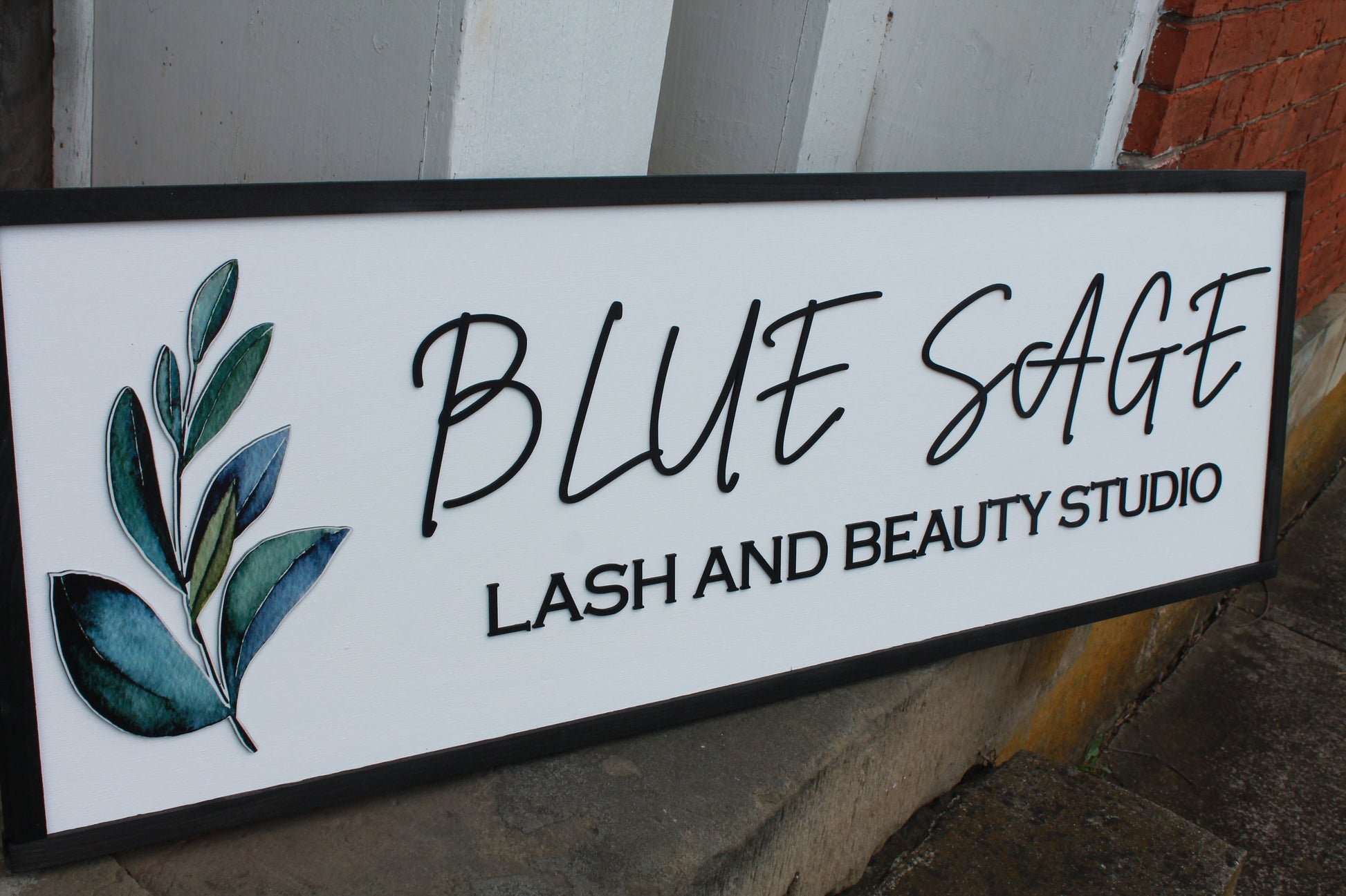 Blue Beauty Salon Eye Lashes Salon Sage Studio Small Business Commerical Custom Personalized Sign Printed Image Name Style 3d Wooden Sign