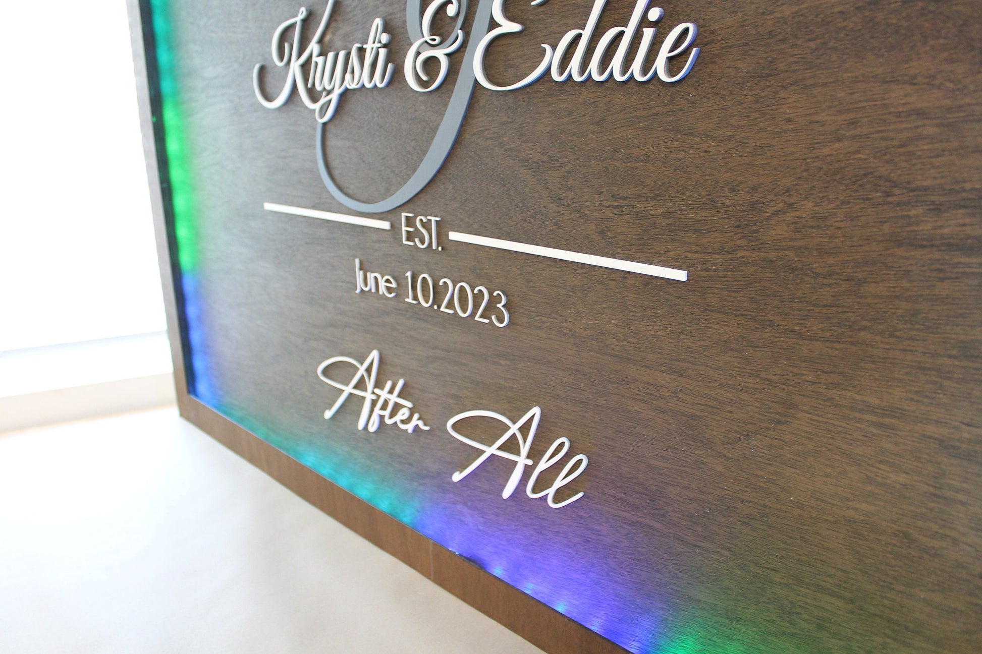 Custom Wood Lit Wedding Sign, Personalized, Party, LED, Entrance Light, Remote, Electric, Light Up, Use your Logo, Wood, Wooden