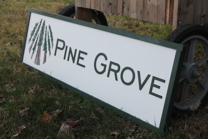 Pine Entrance Sign Tree Forest Company Commerical Custom Personalized Sign Printed Image Name Style 3d Wooden Sign