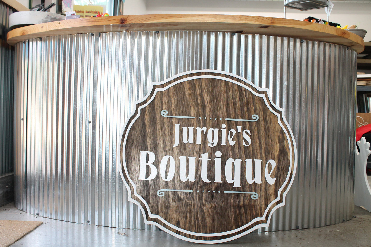 Custom Boutique Business Sign Clothing Store Artisan Oval 3D Large Custom Indoor Outdoor Small Business Laser Cut Wood Sign farmhouse