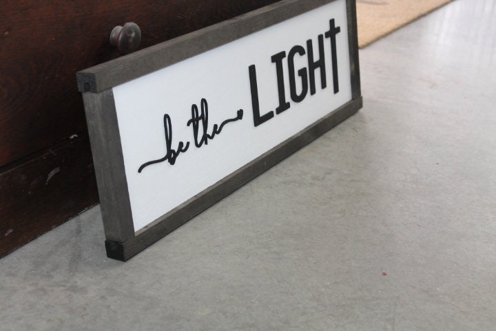 Be The Light Faith Christian Cross Jesus Biblical Home Decor Uplifting 3D Handmade Wall Art Inspirational Raised Wooden Sign