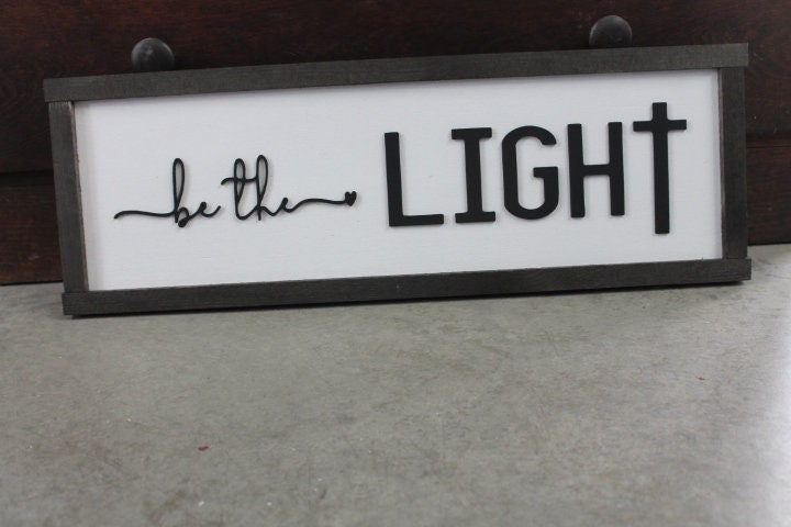 Be The Light Faith Christian Cross Jesus Biblical Home Decor Uplifting 3D Handmade Wall Art Inspirational Raised Wooden Sign