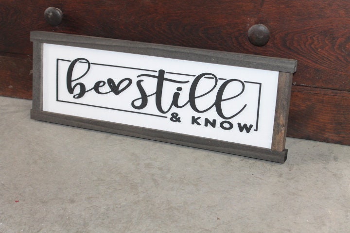 Be Still and Know Faith Christian Cross Jesus Biblical Home Decor Uplifting 3D Handmade Wall Art Inspirational Raised Wooden Sign