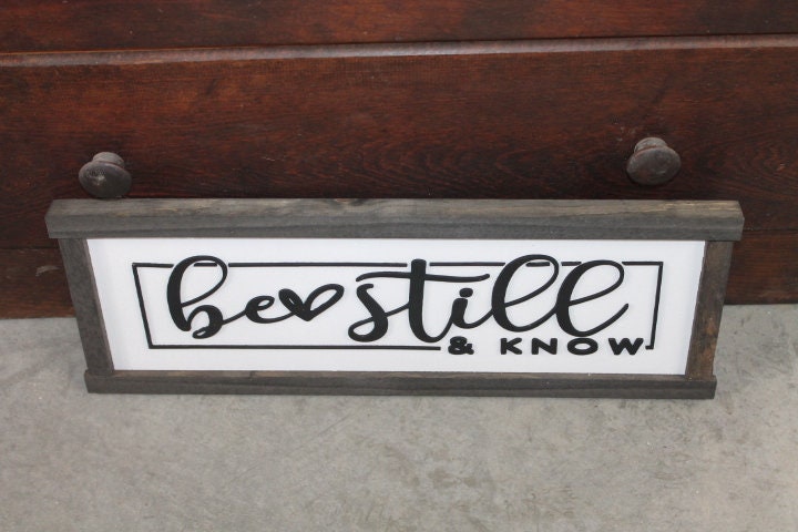 Be Still and Know Faith Christian Cross Jesus Biblical Home Decor Uplifting 3D Handmade Wall Art Inspirational Raised Wooden Sign