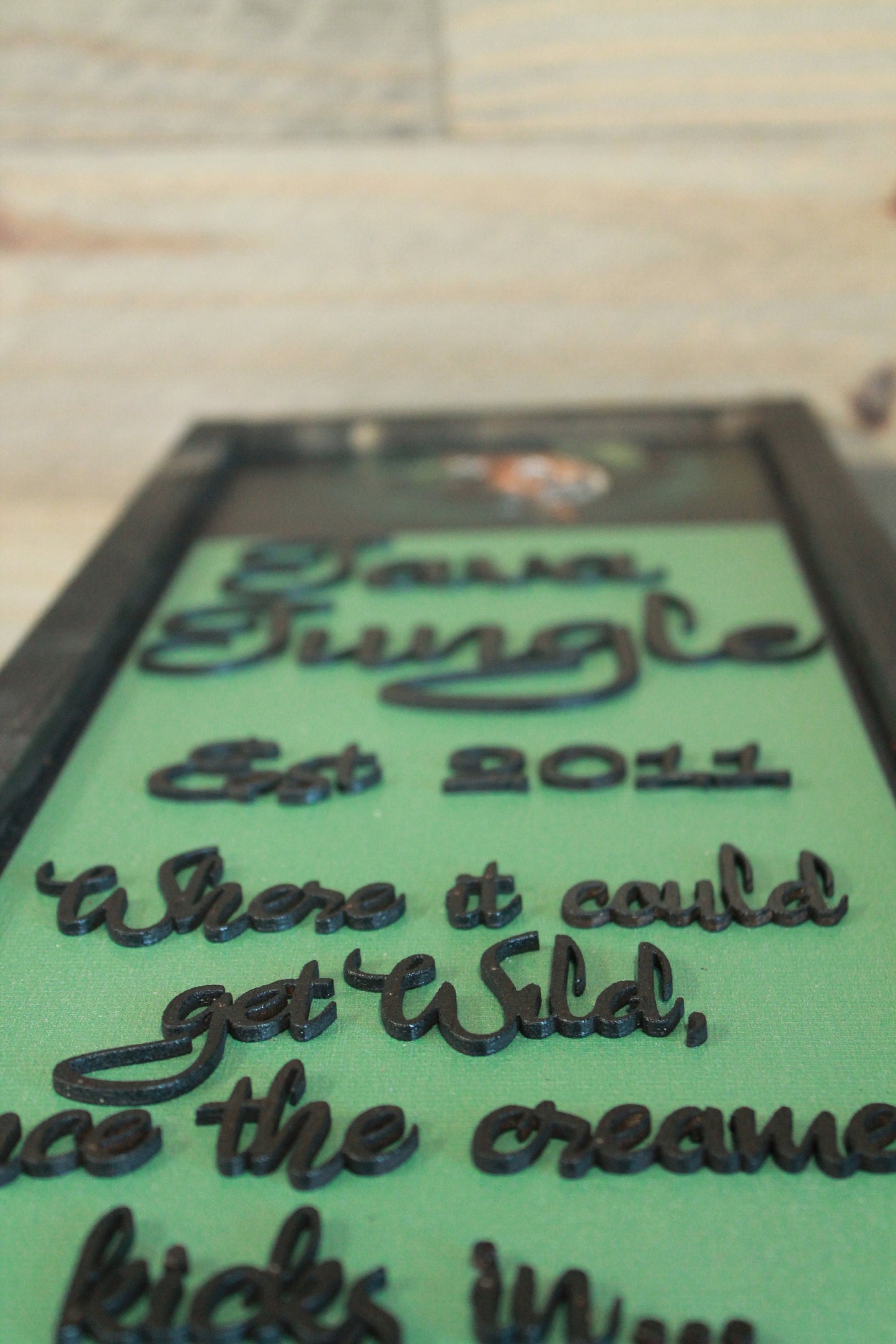 Tiger Java Coffee Custom Coffee Bar Jungle Printed and Raised 3D Handmade Framed Kitchen Decor Green Wooden Sign