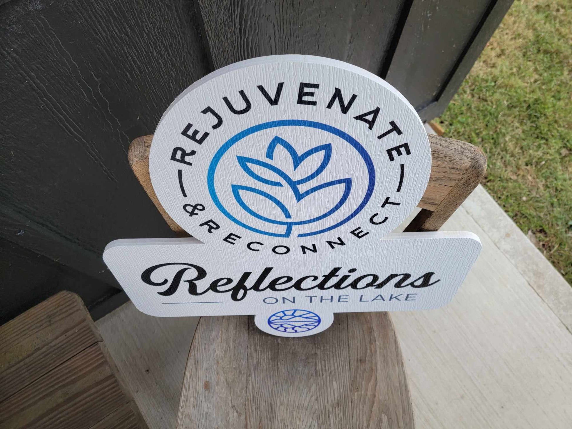Custom Contour Logo PVC Sign Textured Rejuvenate Lake Spa Outdoor Ready for your Business Logo Great For Outdoor Ready to Hang Mount