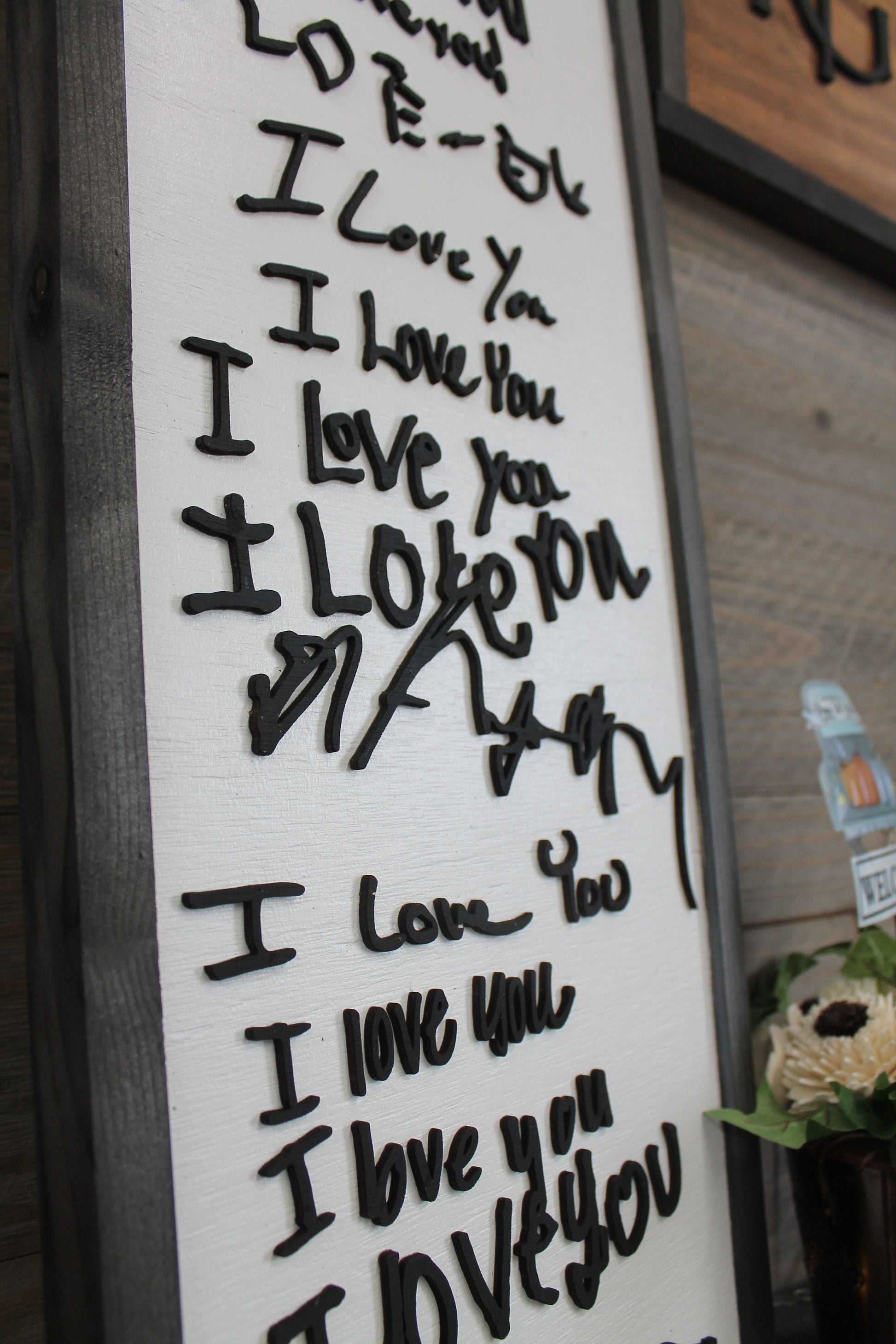 Custom I love you Handwriting Sign Kids Parents Grandparents Gift for her Gift for him Raised 3D Note Reminder Wedding Valentines Day Frame