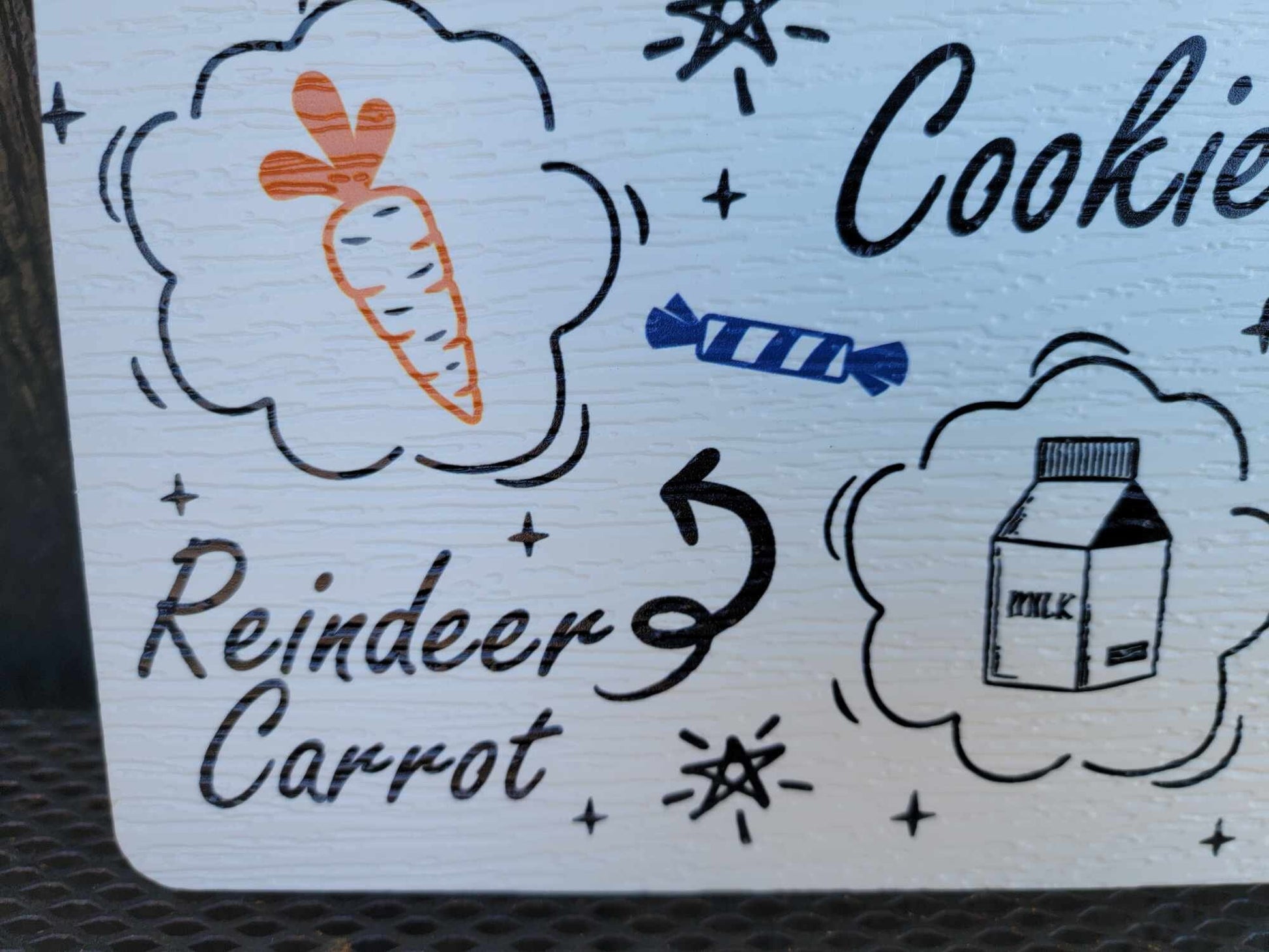 Dear Santa Cursive Drawing Tray Cookies Milk Reindeer Carrot PVC Printed Christmas Day Treat Gift Snack Plate Leave for Santa
