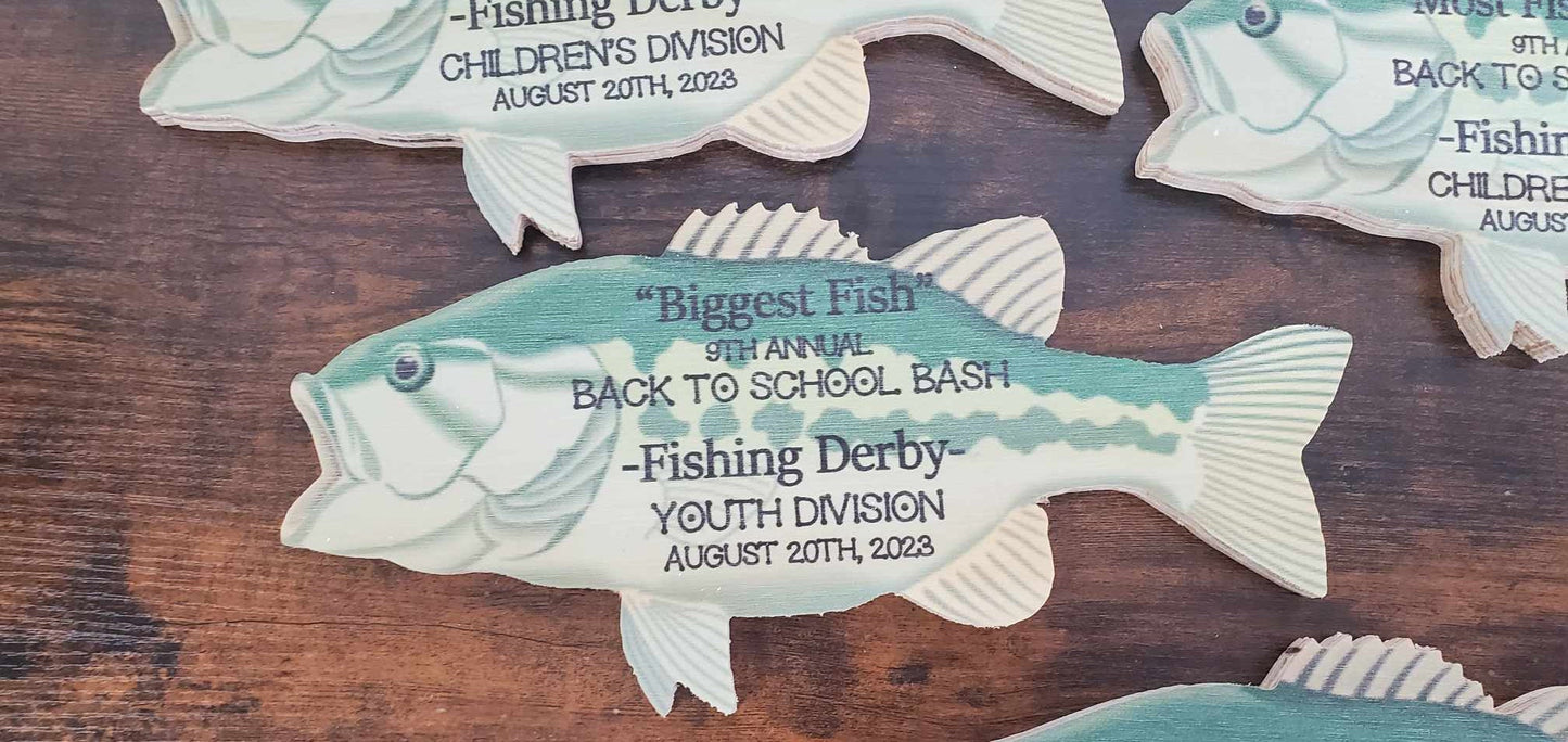 Customizable Fish Plaque Fisher Gift for men Gift for him Personalized Fisherman Bass Largemouth Printed Color Wooden Man Cave