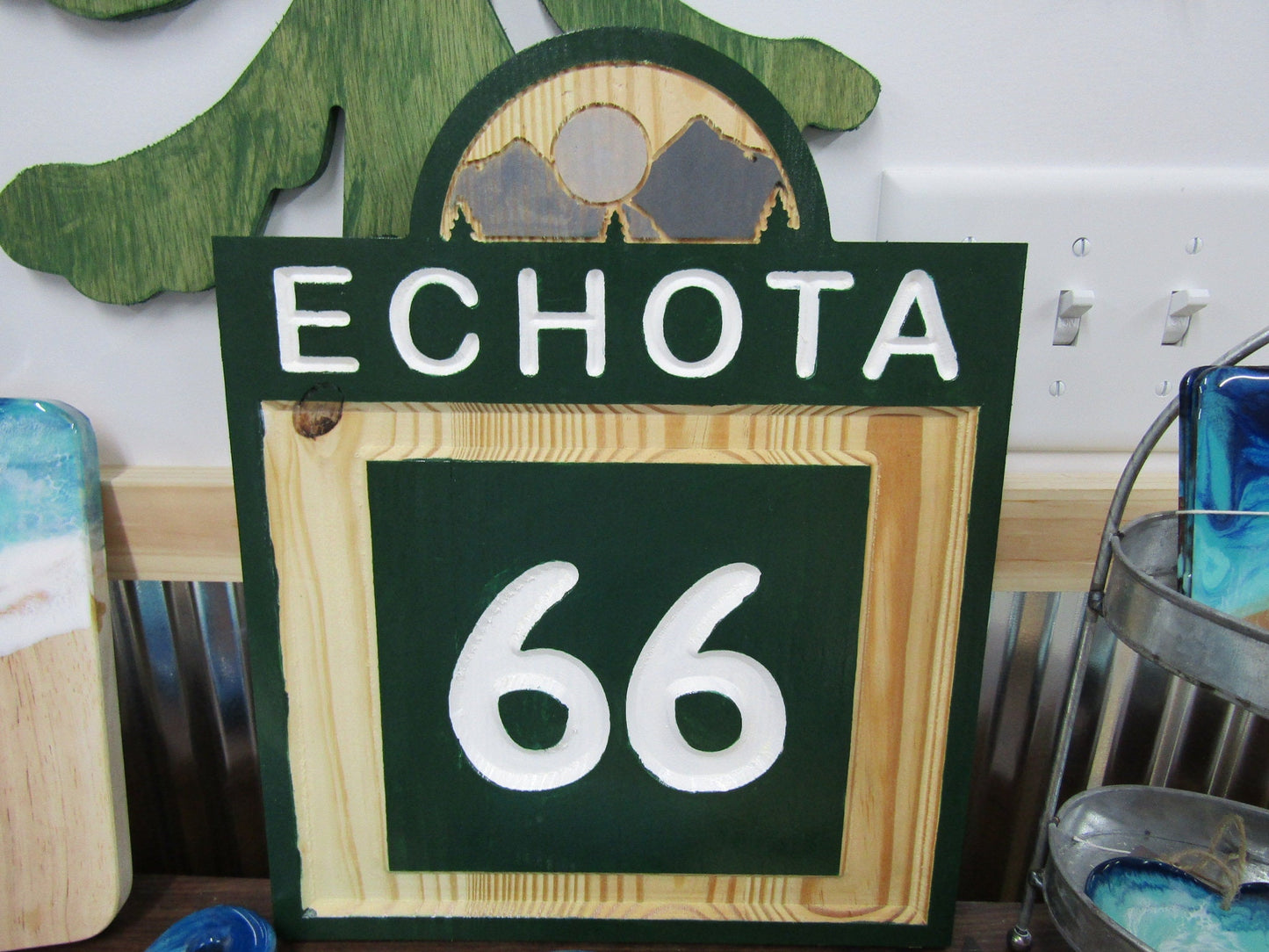 Route Echota Contour Engraved Routed Sign Commerical Real Estate Vacation Wilderness Outdoors Handmade Sign Inscribed